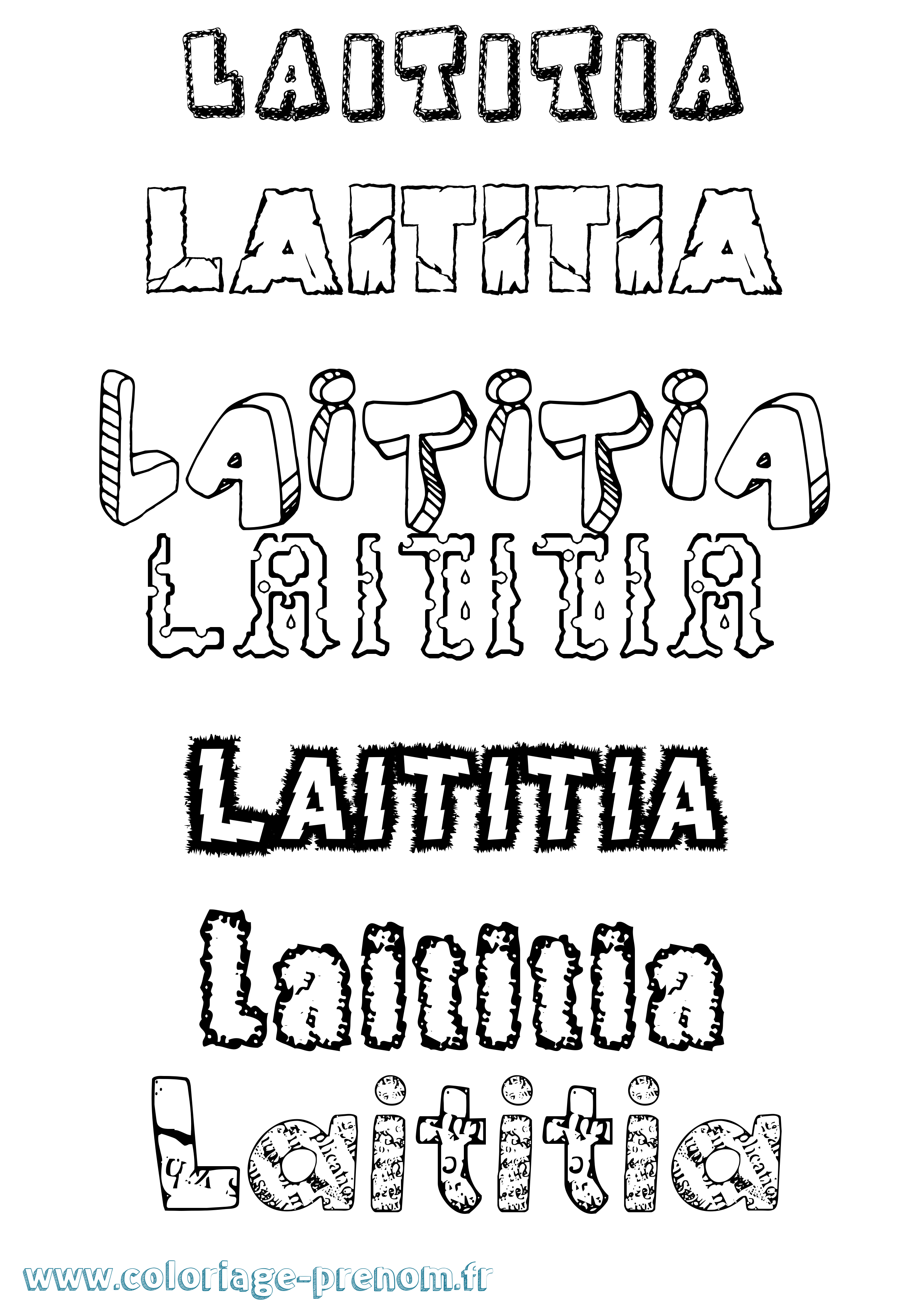 Coloriage Laititia Destructuré Coloriage prénom Laititia Destructuré