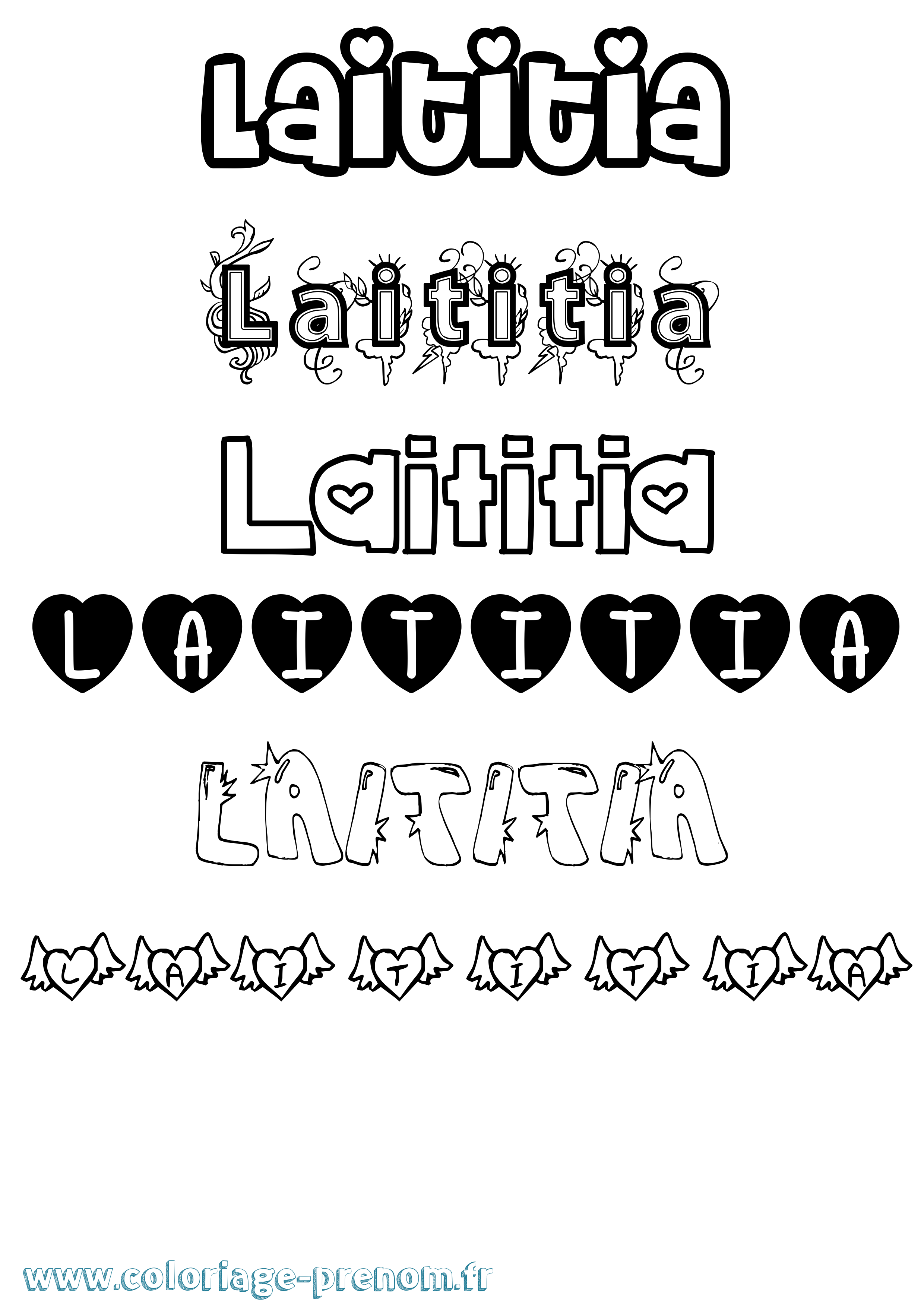 Coloriage Laititia Girly Coloriage prénom Laititia Girly