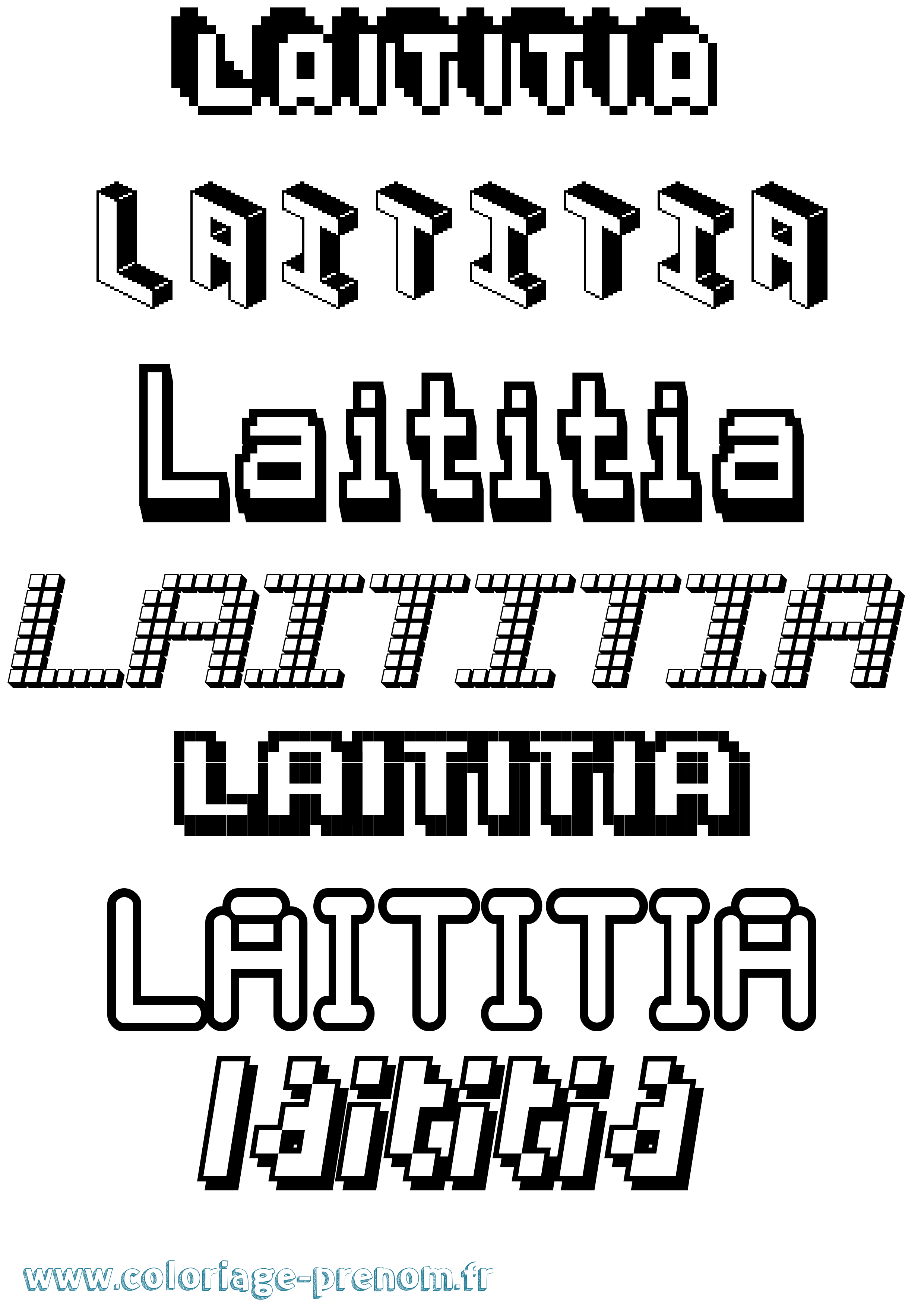 Coloriage prénom Laititia Pixel