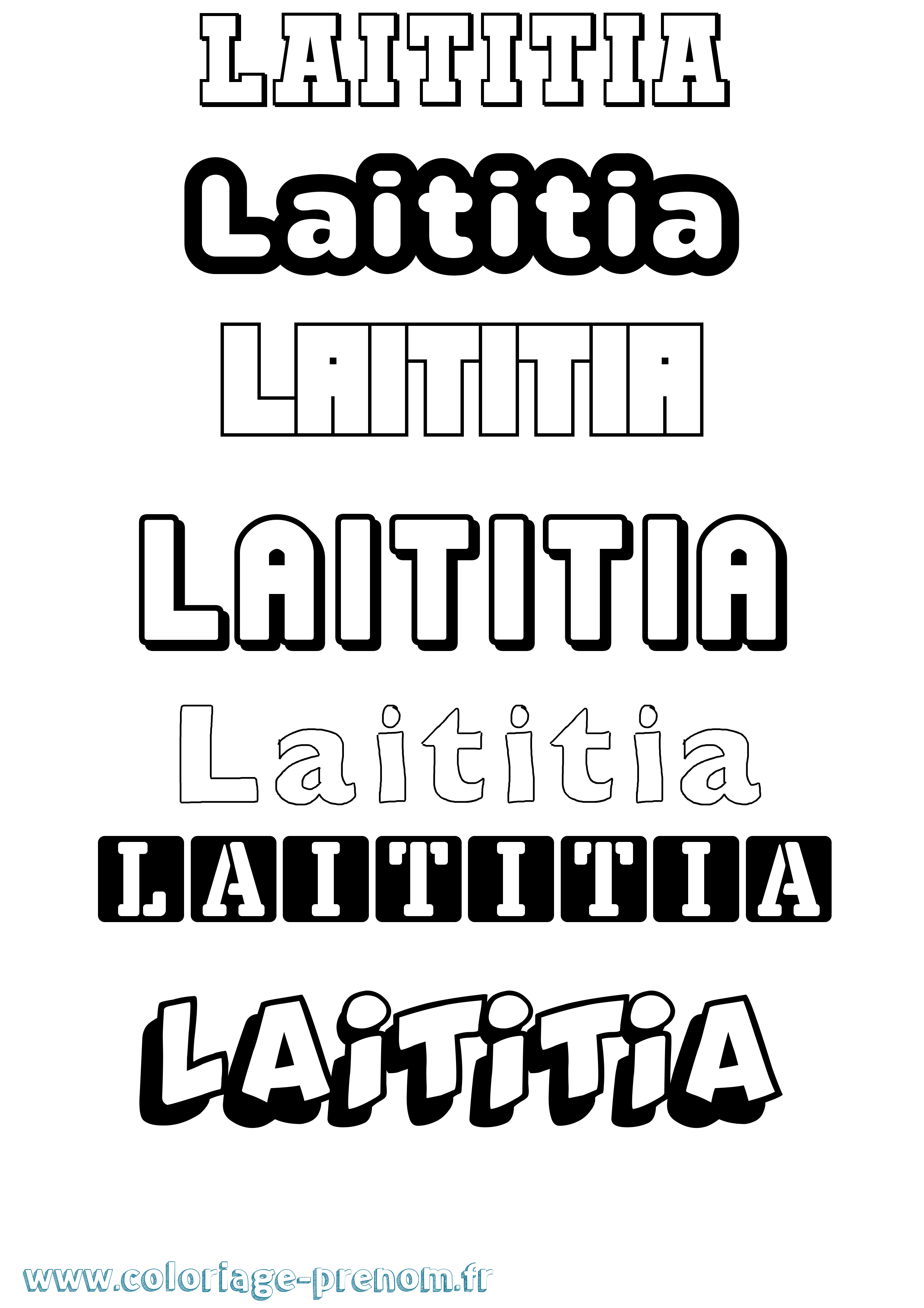 Coloriage prénom Laititia Simple
