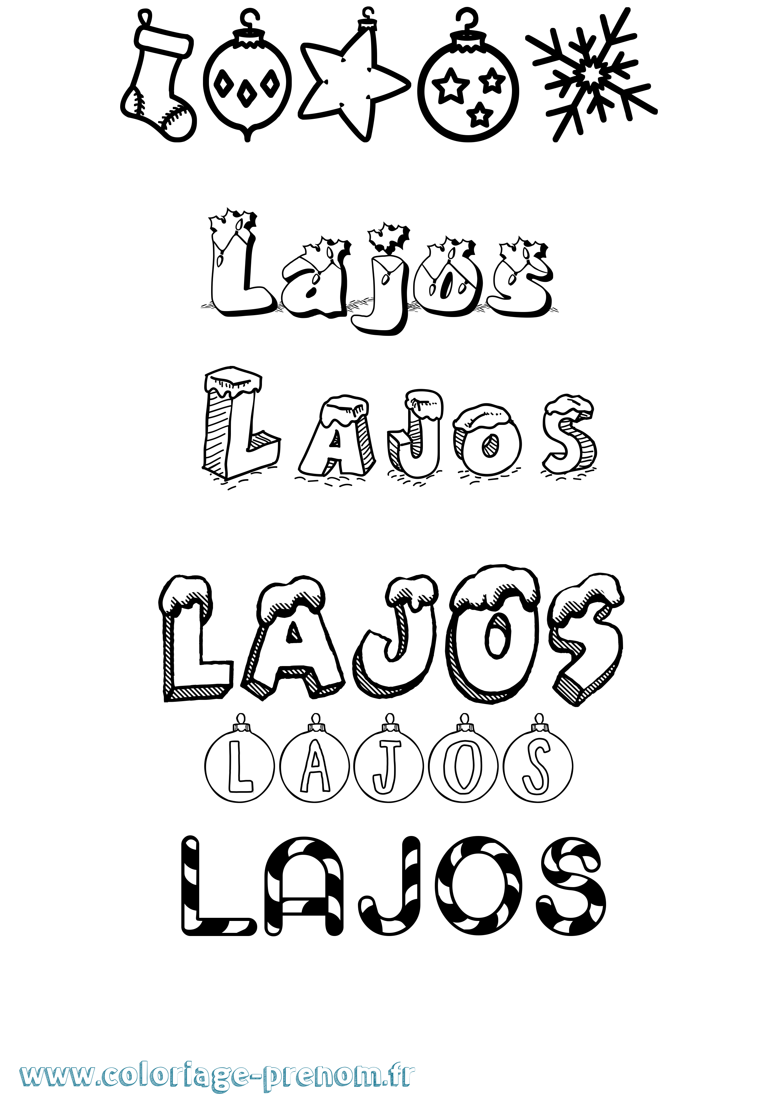 Coloriage Lajos Noël Coloriage prénom Lajos Noël