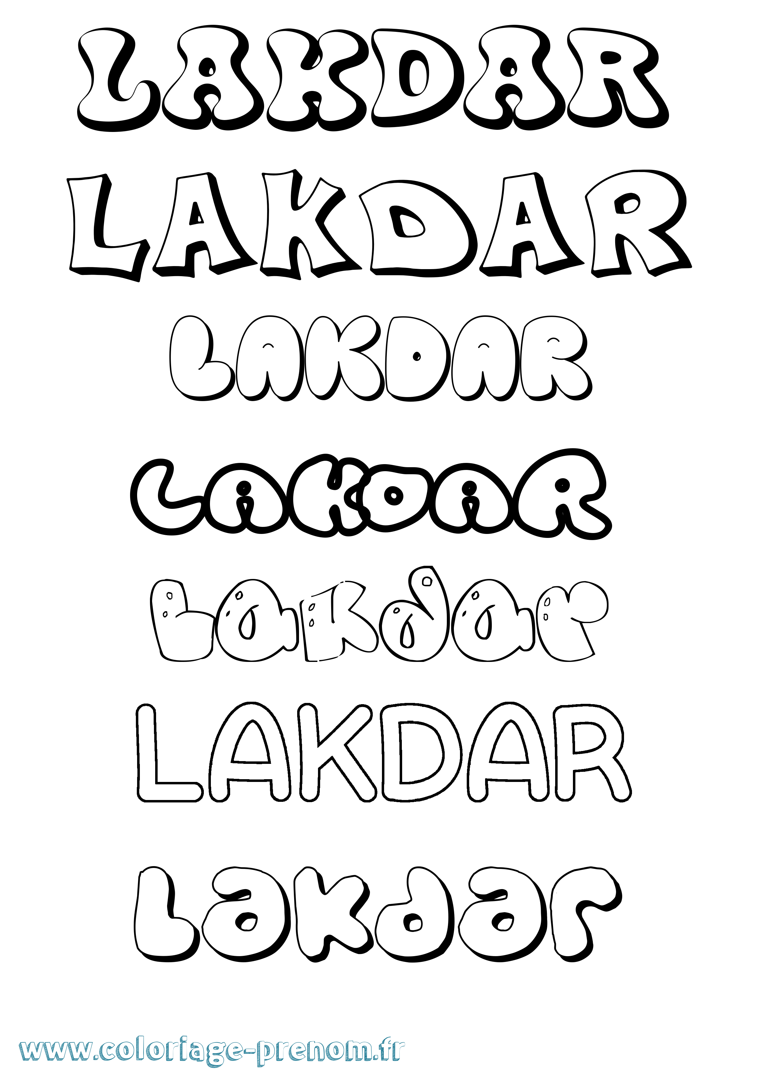 Coloriage prénom Lakdar Bubble