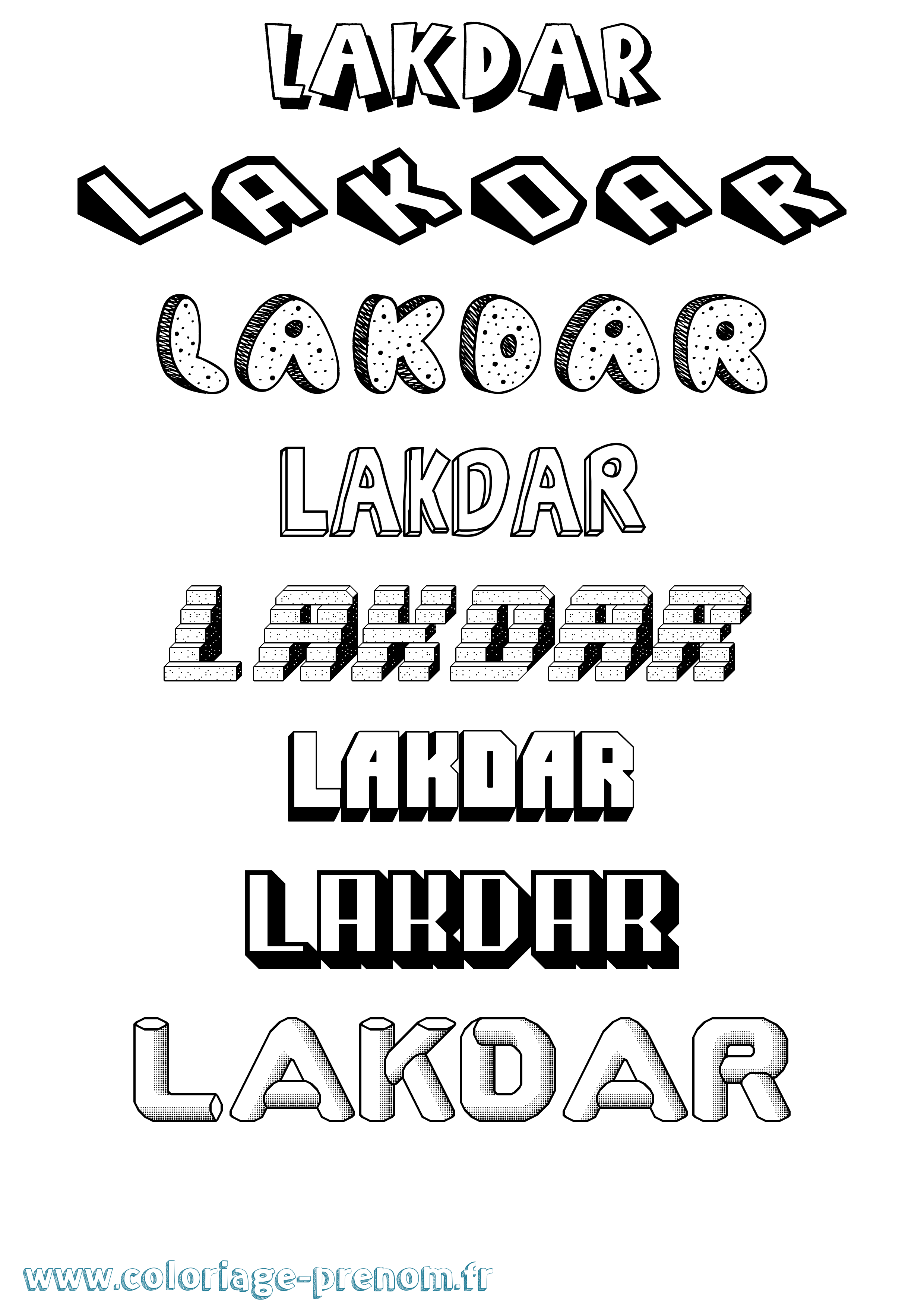 Coloriage prénom Lakdar Effet 3D