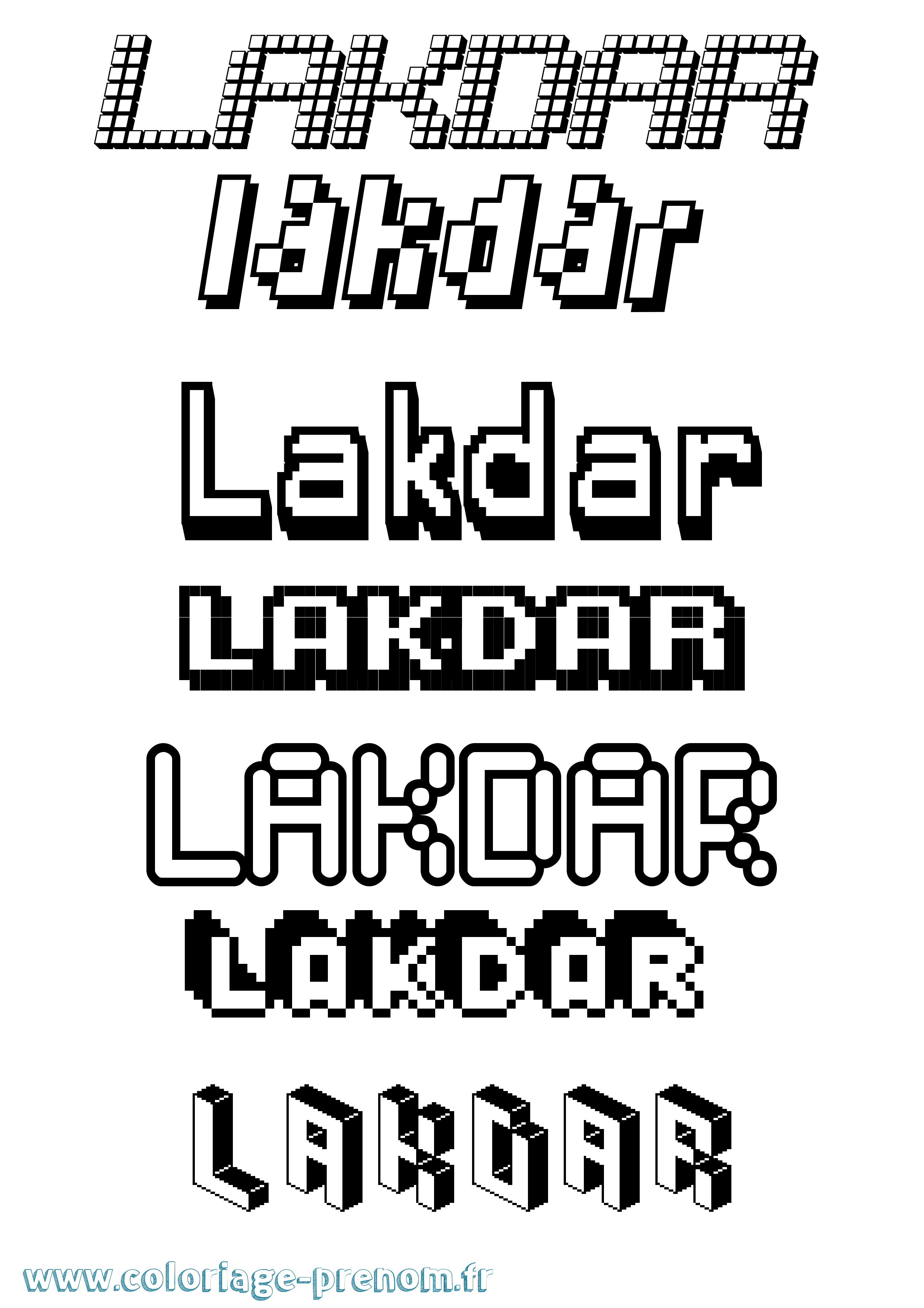 Coloriage prénom Lakdar Pixel
