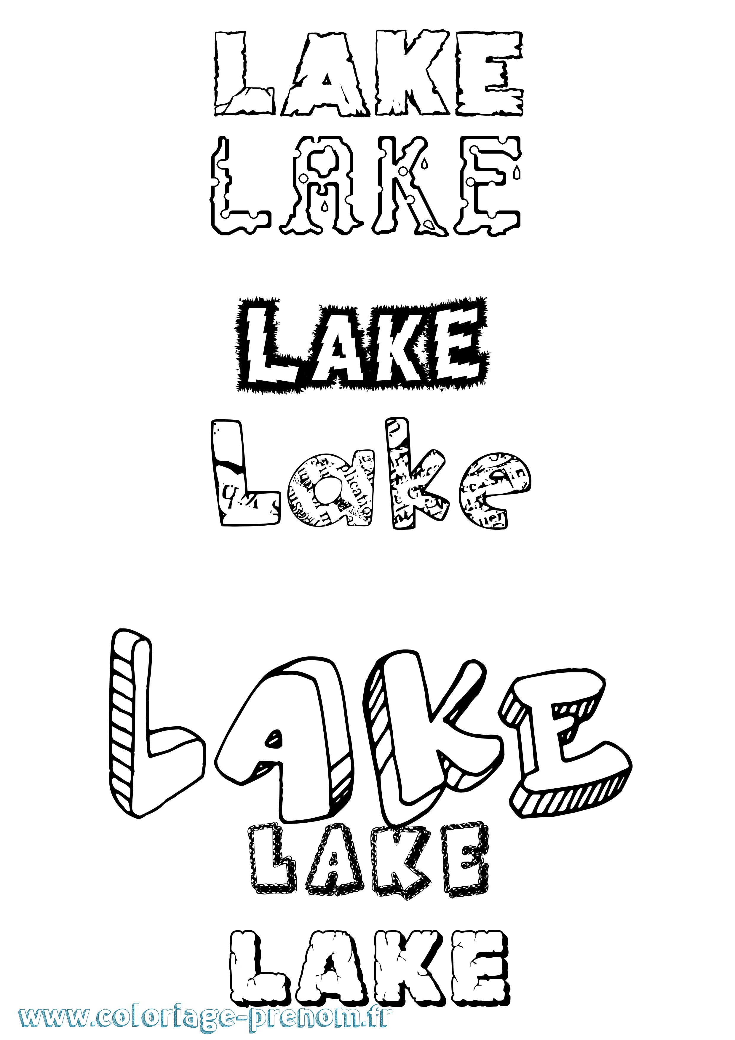 Coloriage prénom Lake Destructuré