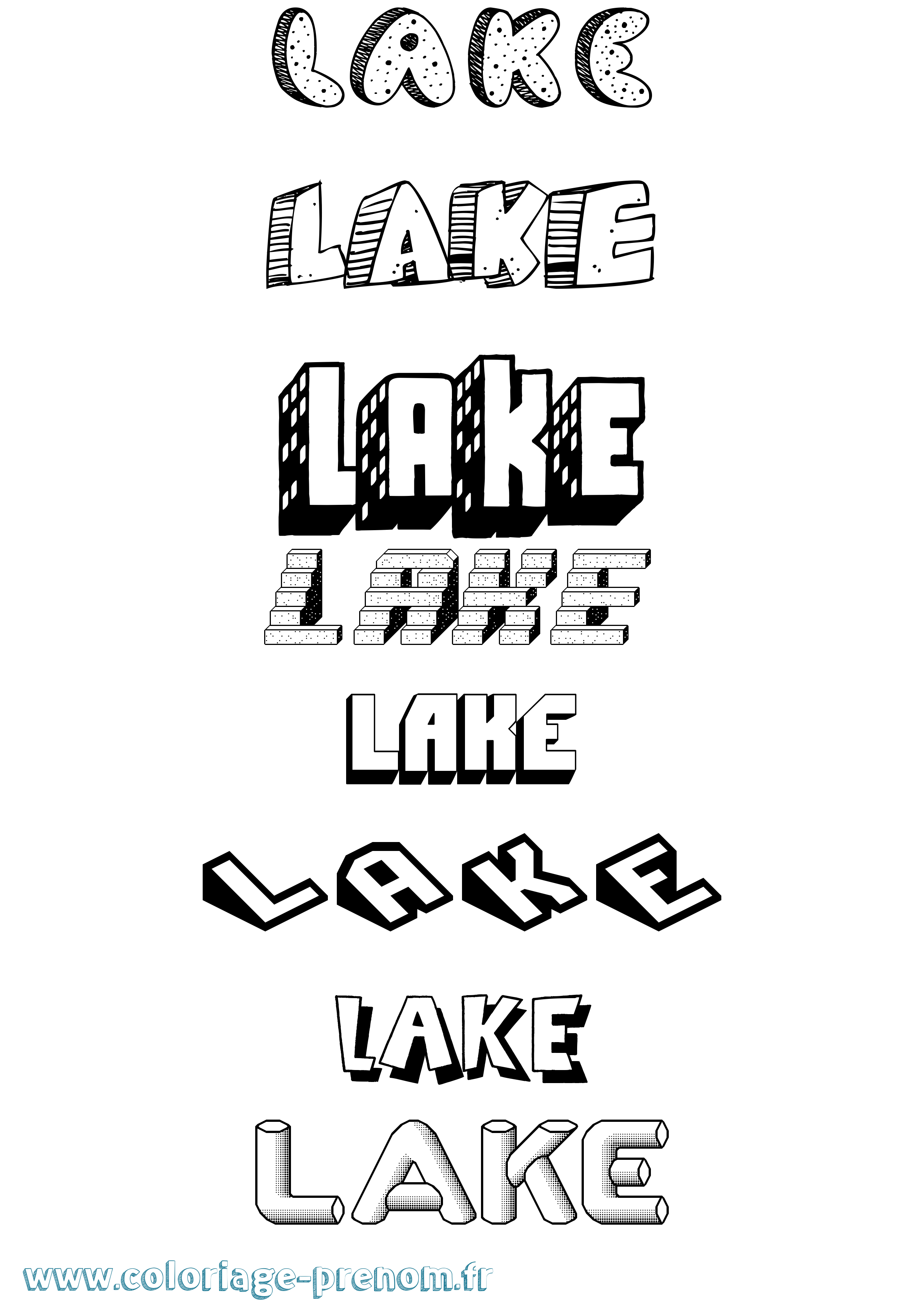Coloriage prénom Lake Effet 3D