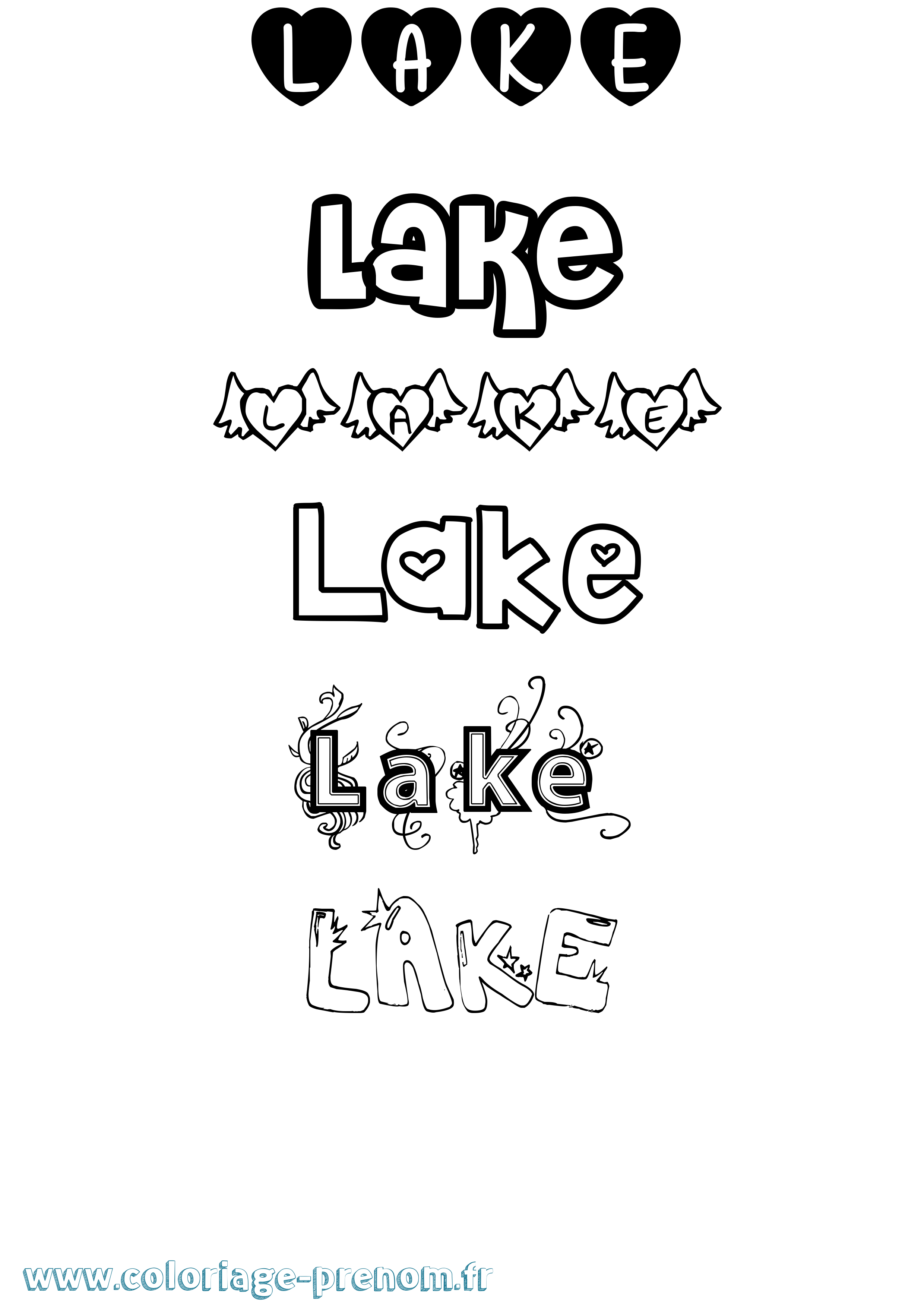 Coloriage prénom Lake Girly