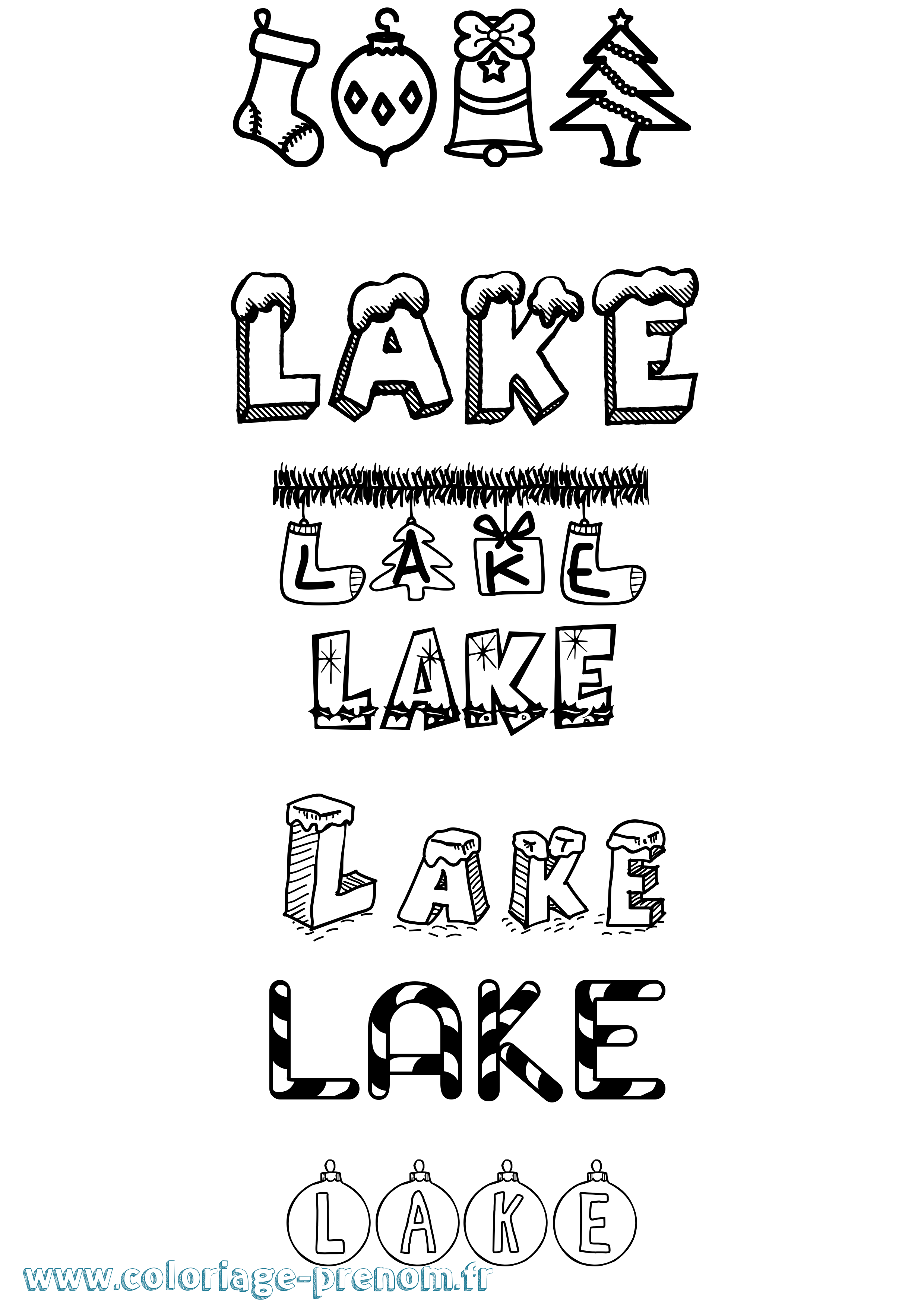 Coloriage prénom Lake Noël