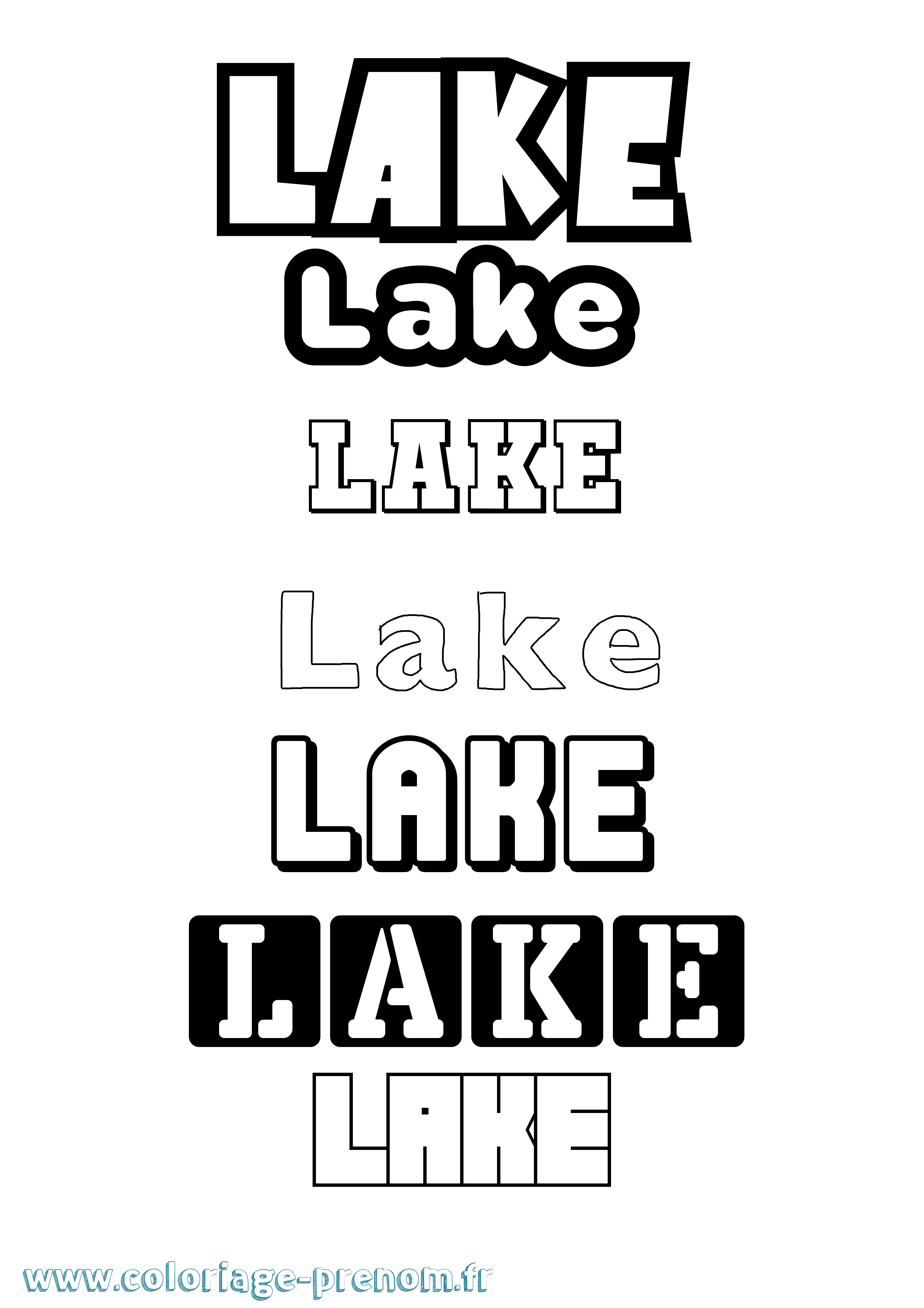 Coloriage prénom Lake Simple