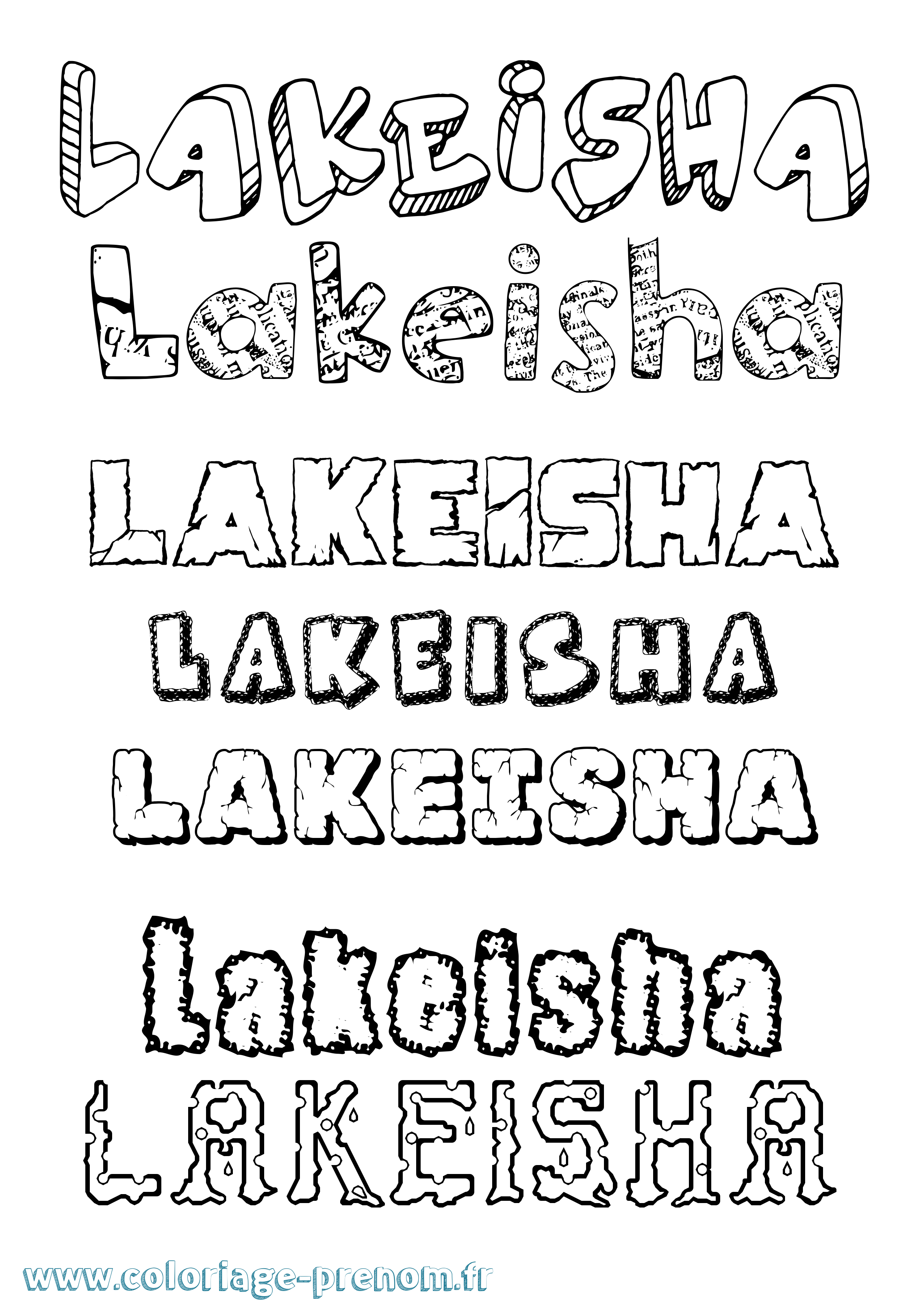 Coloriage prénom Lakeisha Destructuré