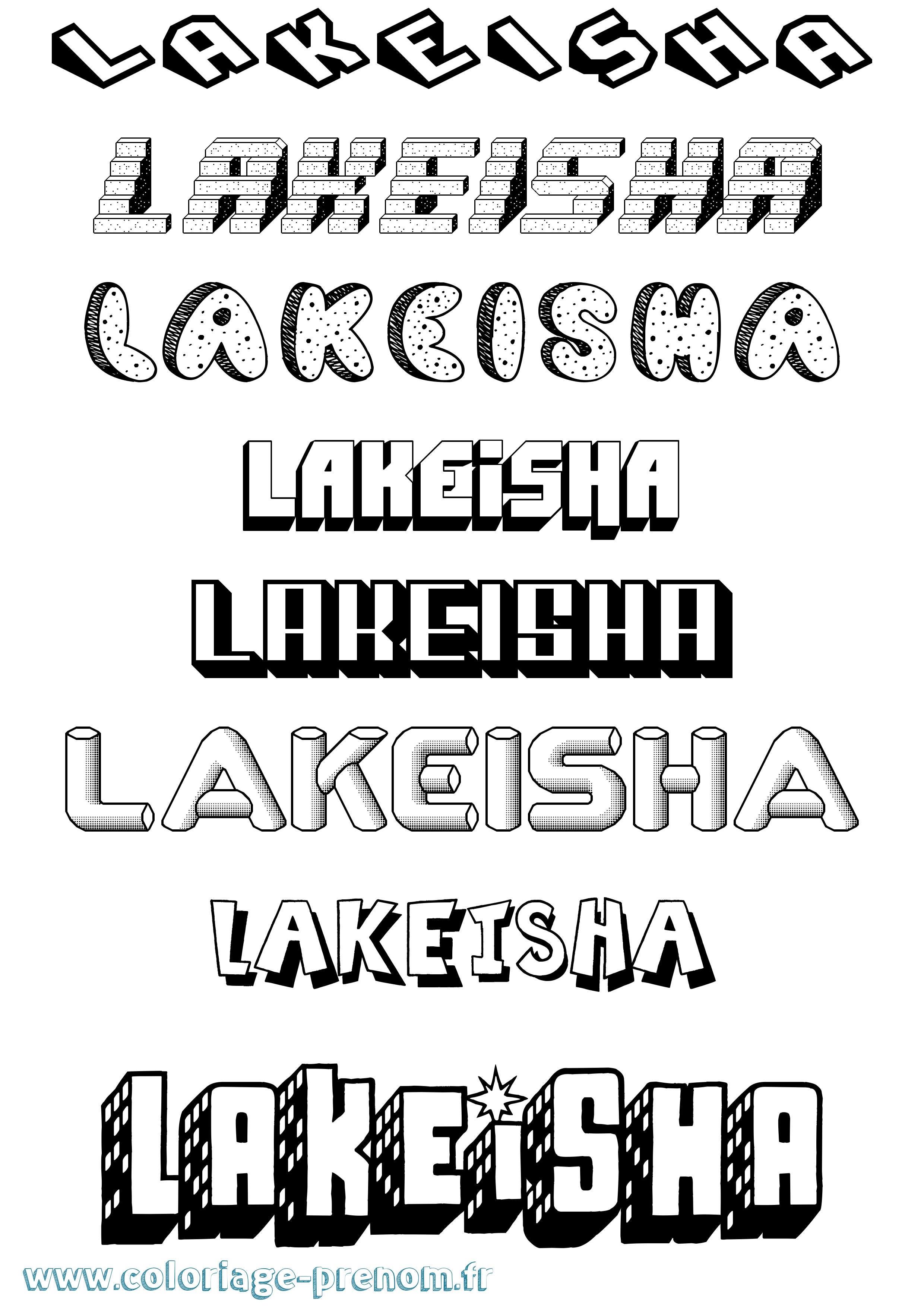 Coloriage prénom Lakeisha Effet 3D