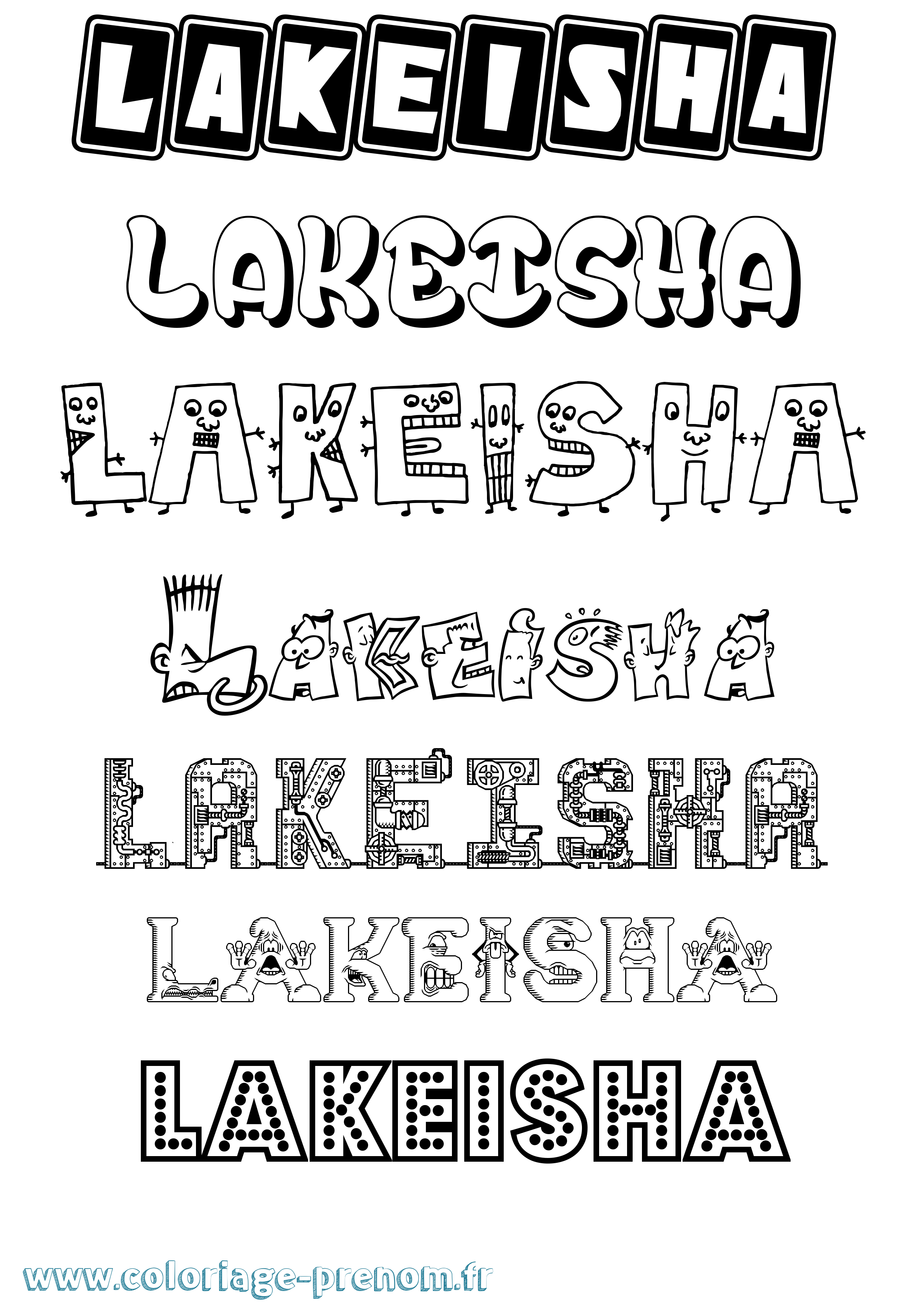 Coloriage prénom Lakeisha Fun