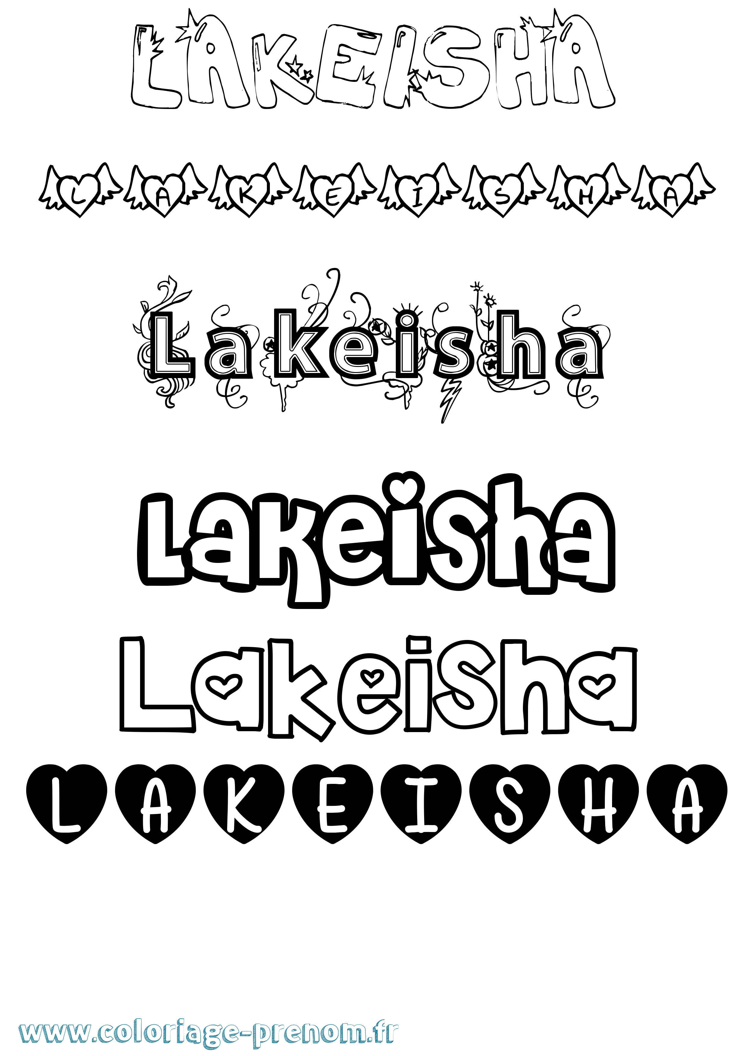 Coloriage prénom Lakeisha Girly