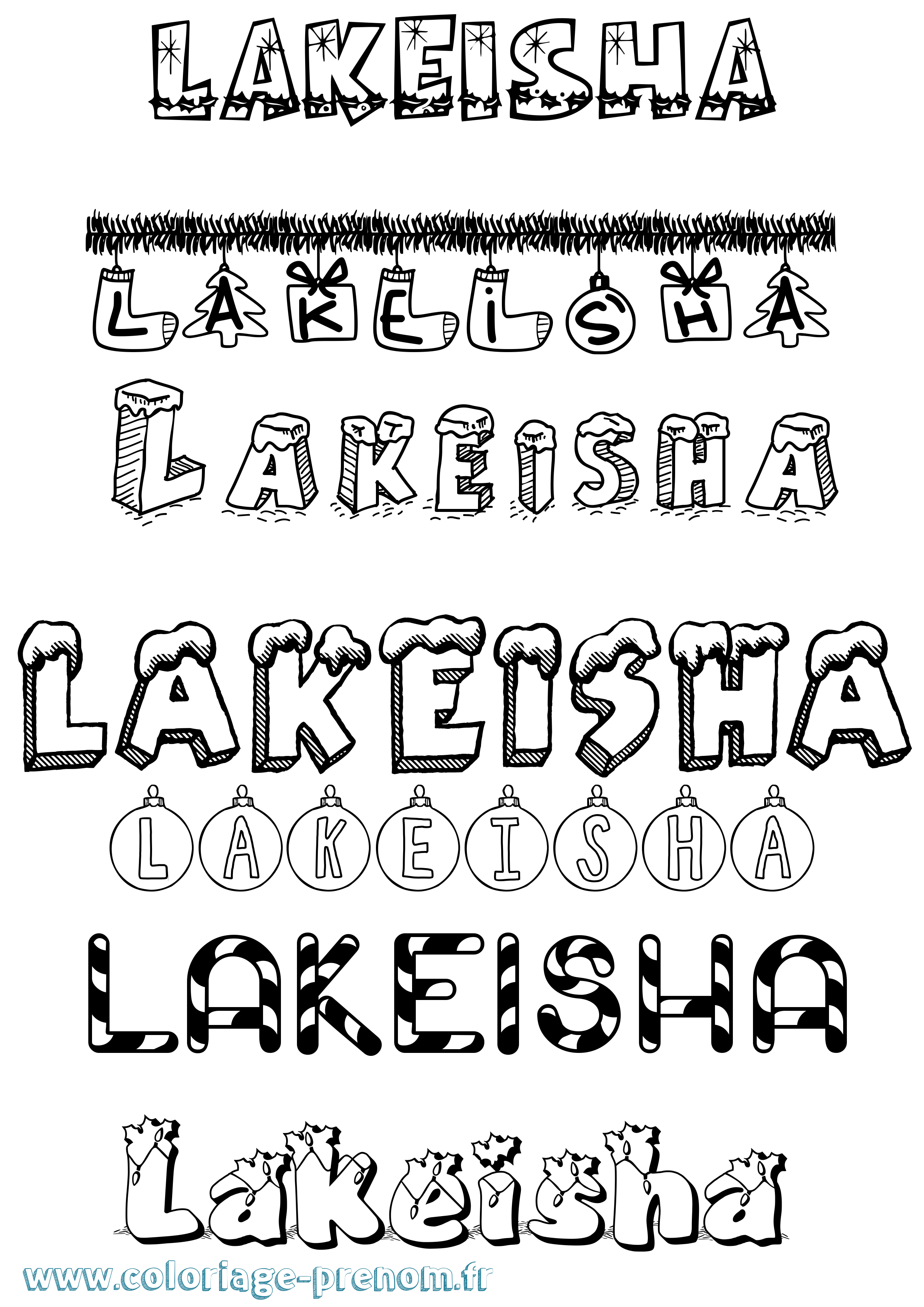 Coloriage prénom Lakeisha Noël