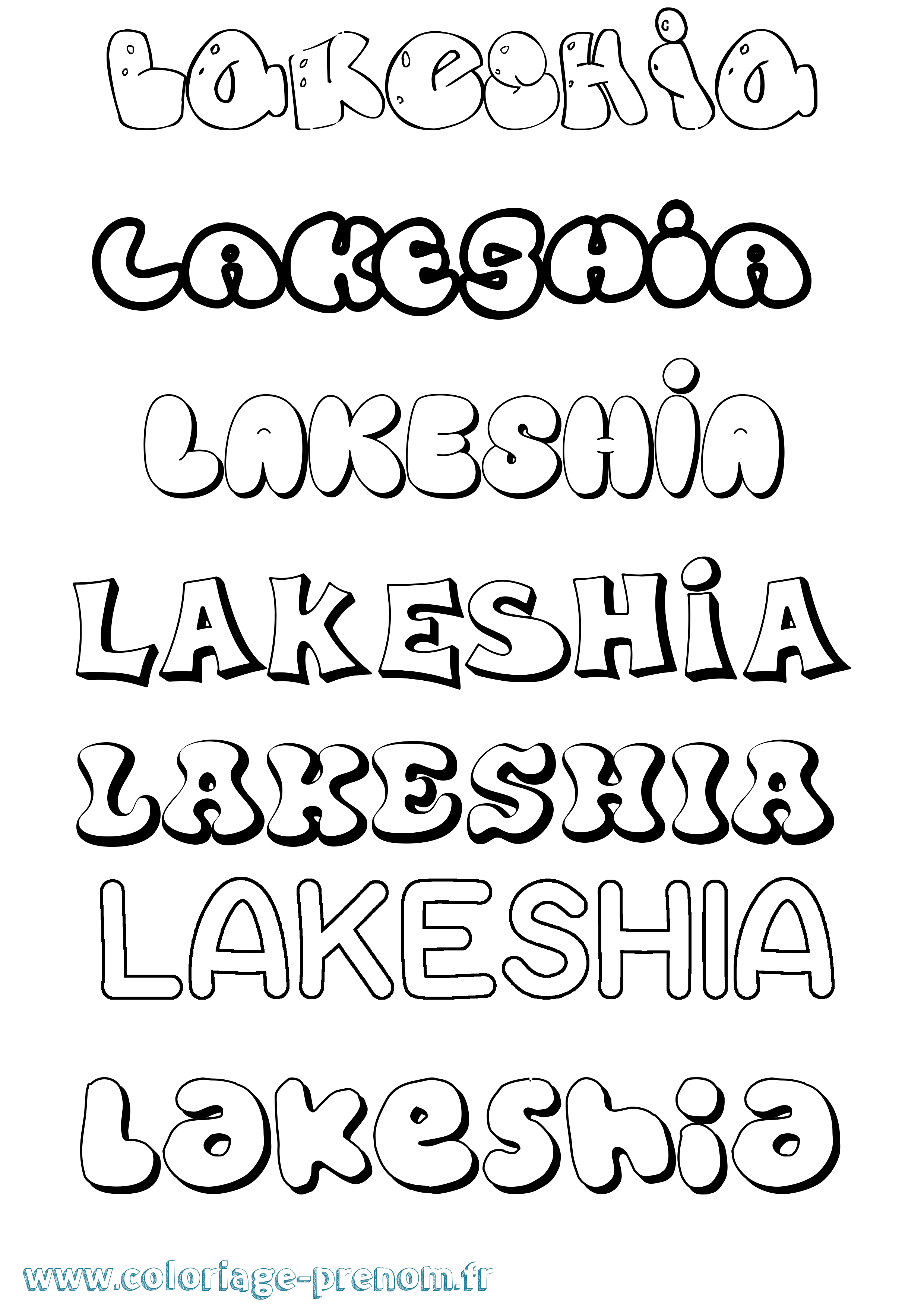 Coloriage prénom Lakeshia Bubble