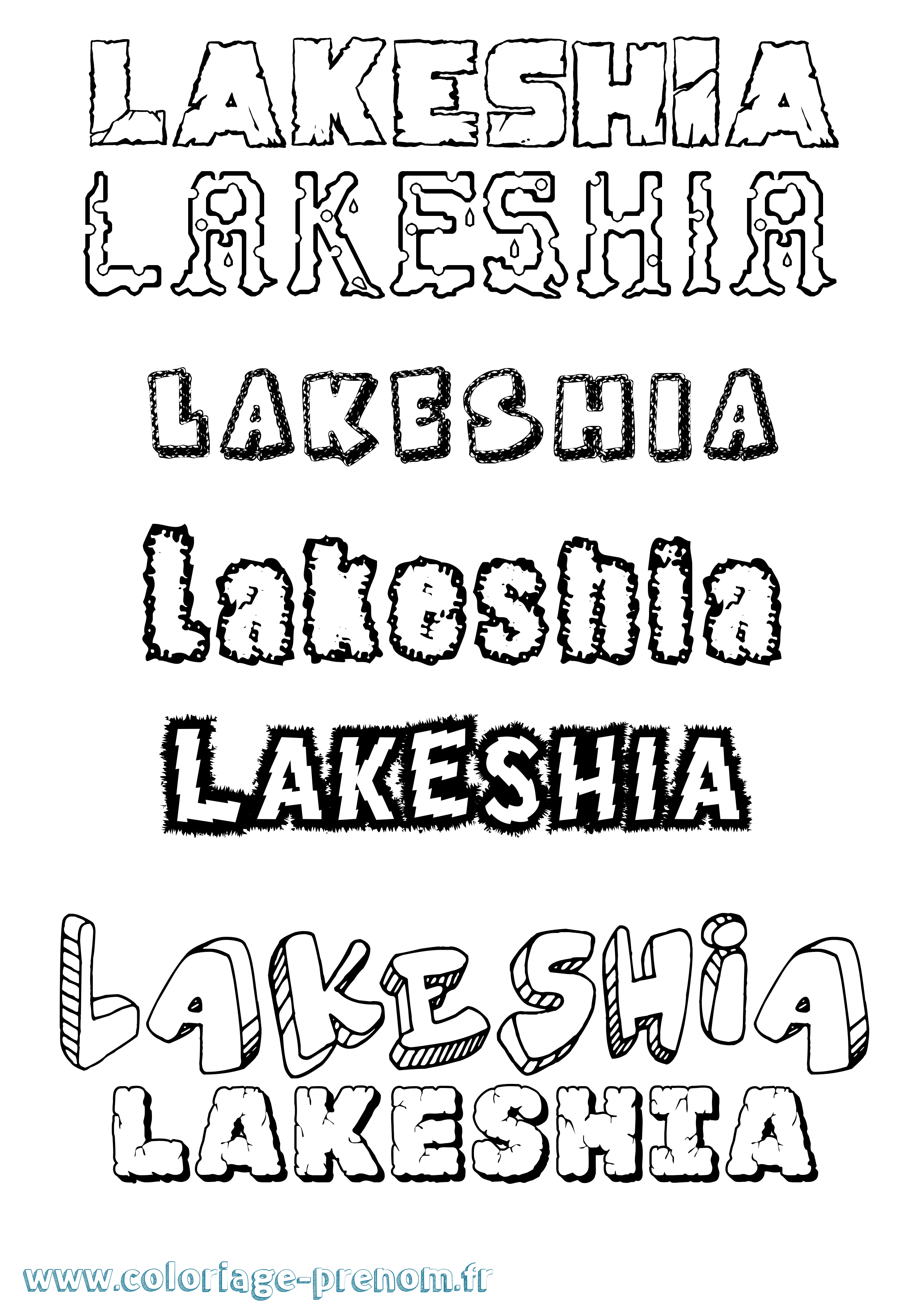Coloriage prénom Lakeshia Destructuré
