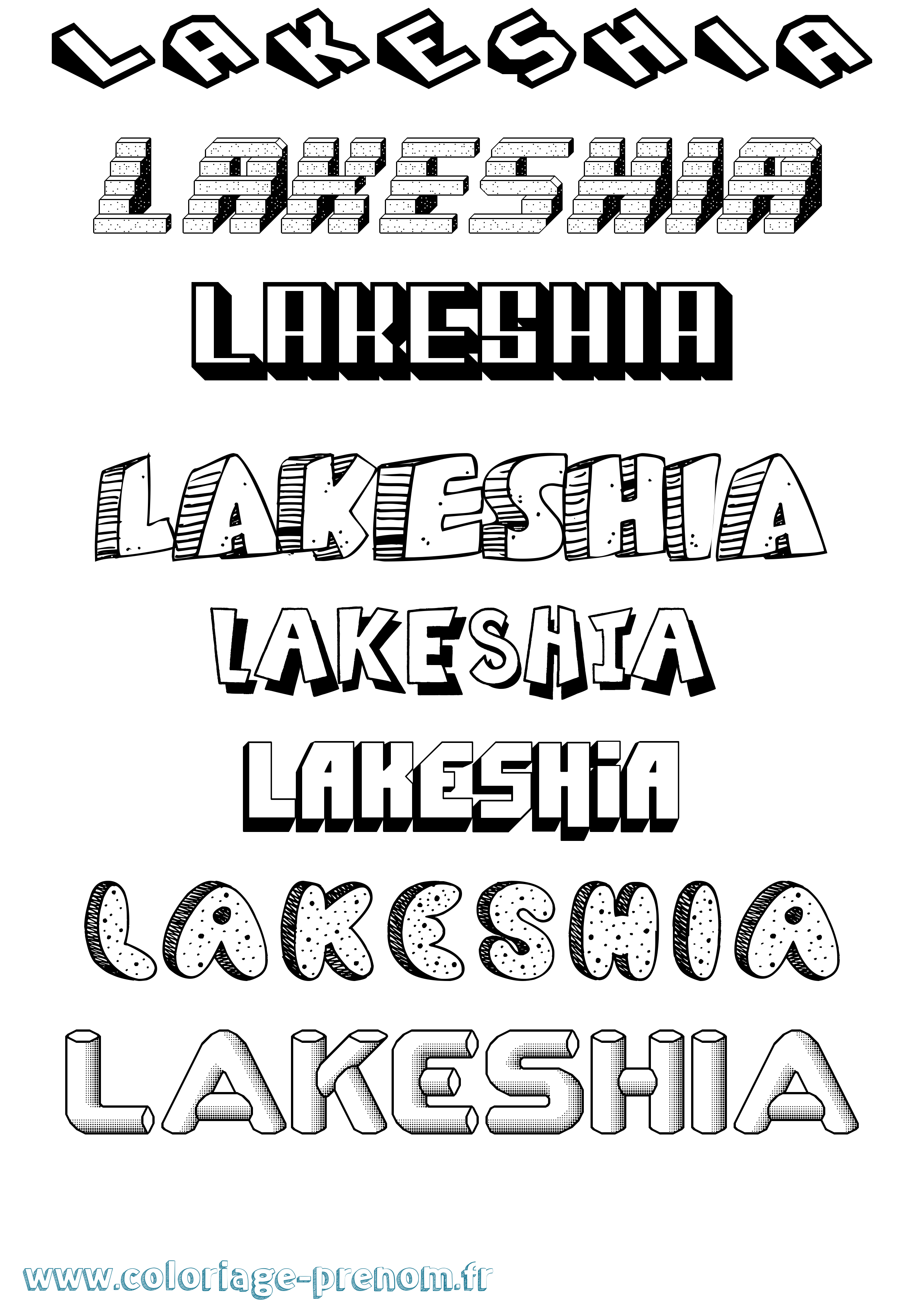 Coloriage Lakeshia Effet 3D Coloriage prénom Lakeshia Effet 3D