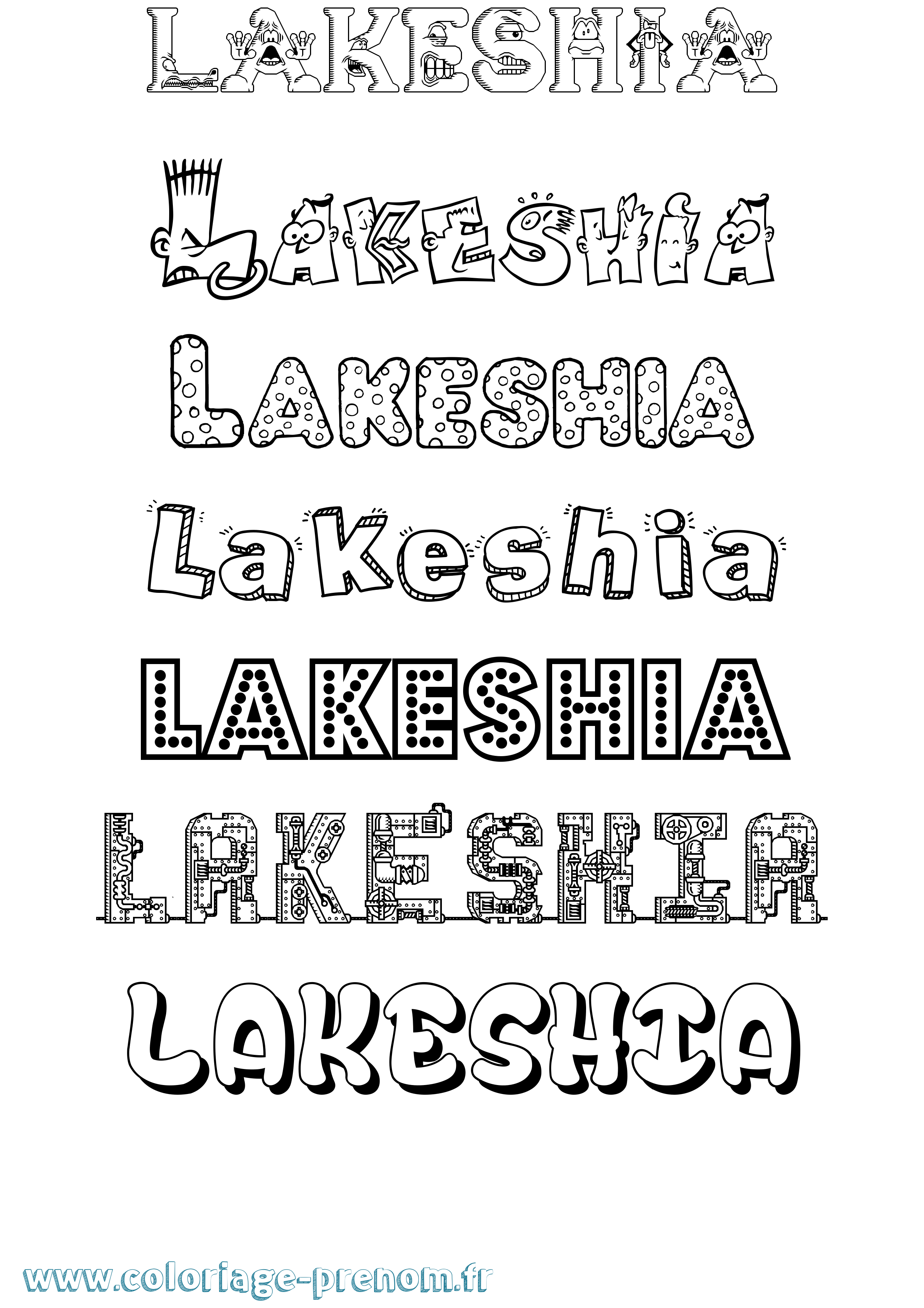 Coloriage prénom Lakeshia Fun