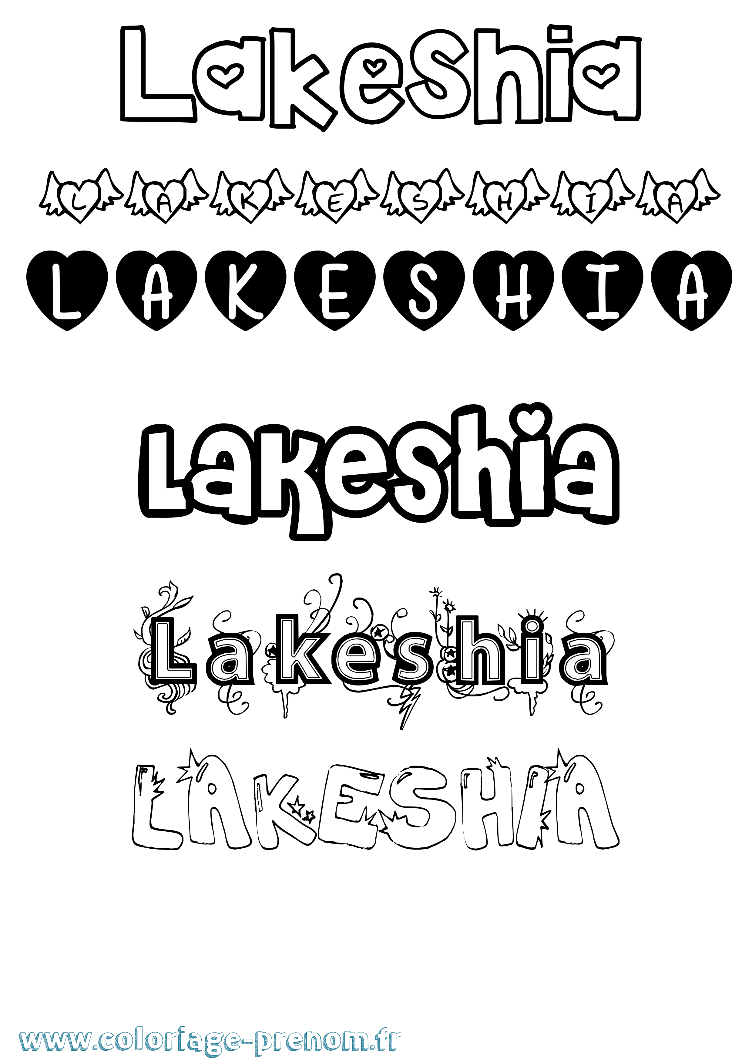 Coloriage prénom Lakeshia Girly