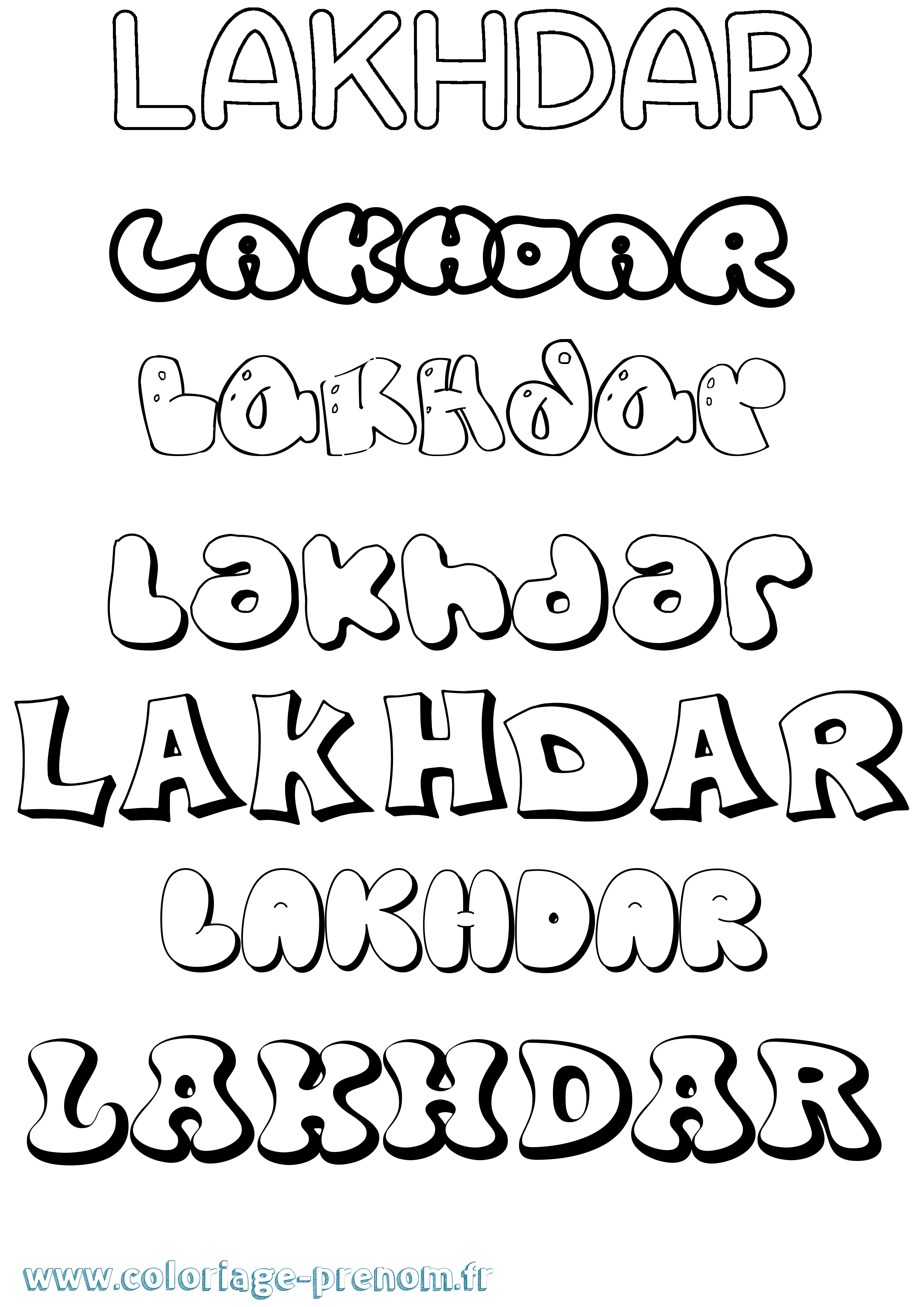 Coloriage prénom Lakhdar Bubble