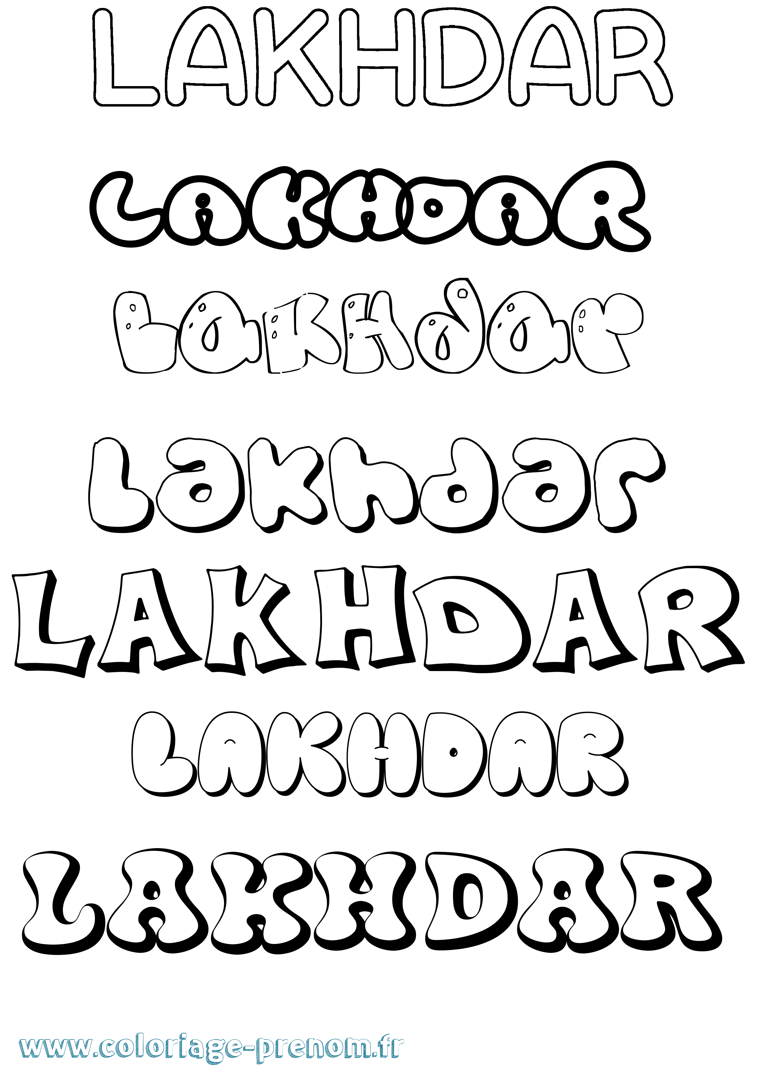 Coloriage Lakhdar Bubble Coloriage prénom Lakhdar Bubble