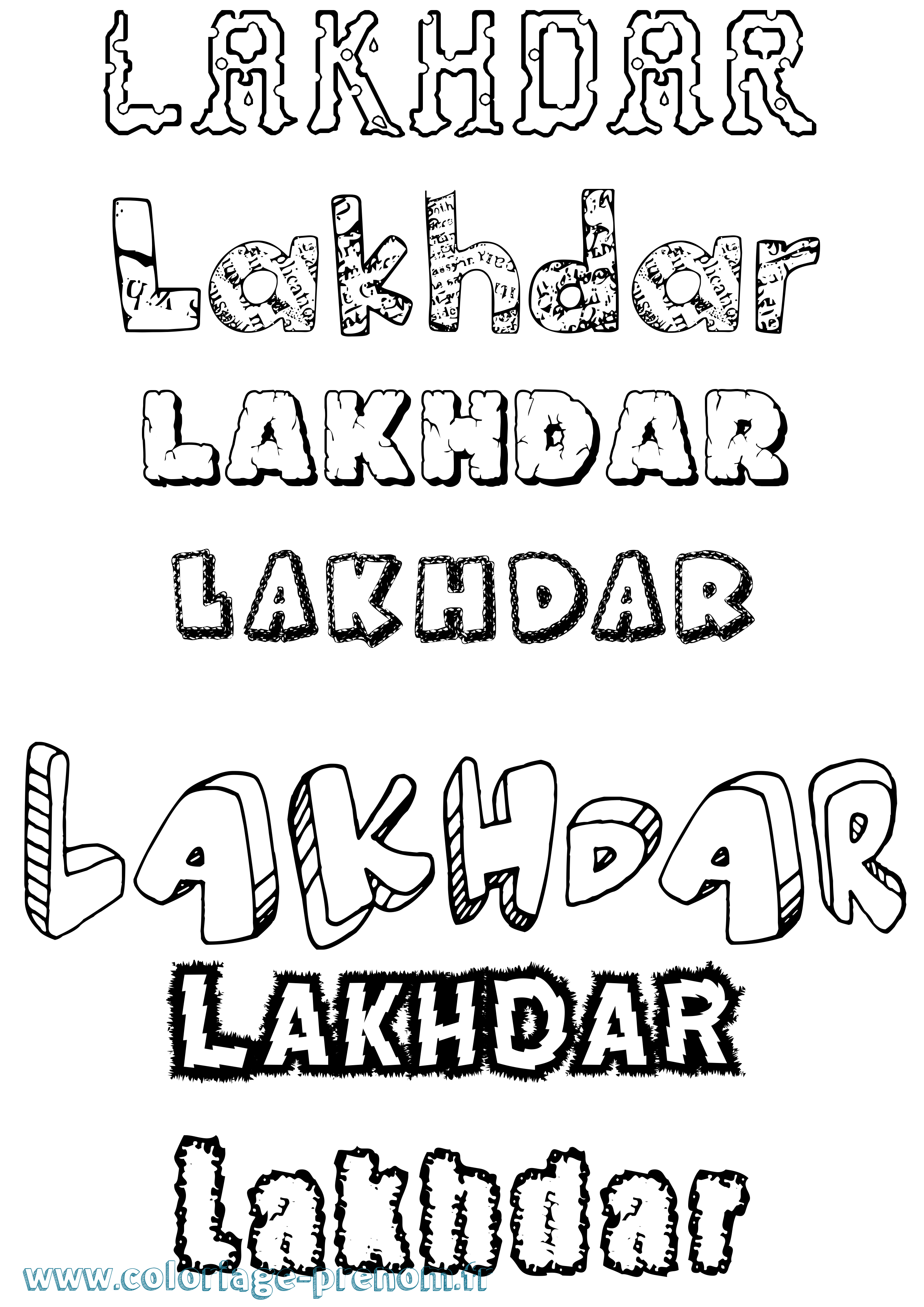 Coloriage prénom Lakhdar Destructuré