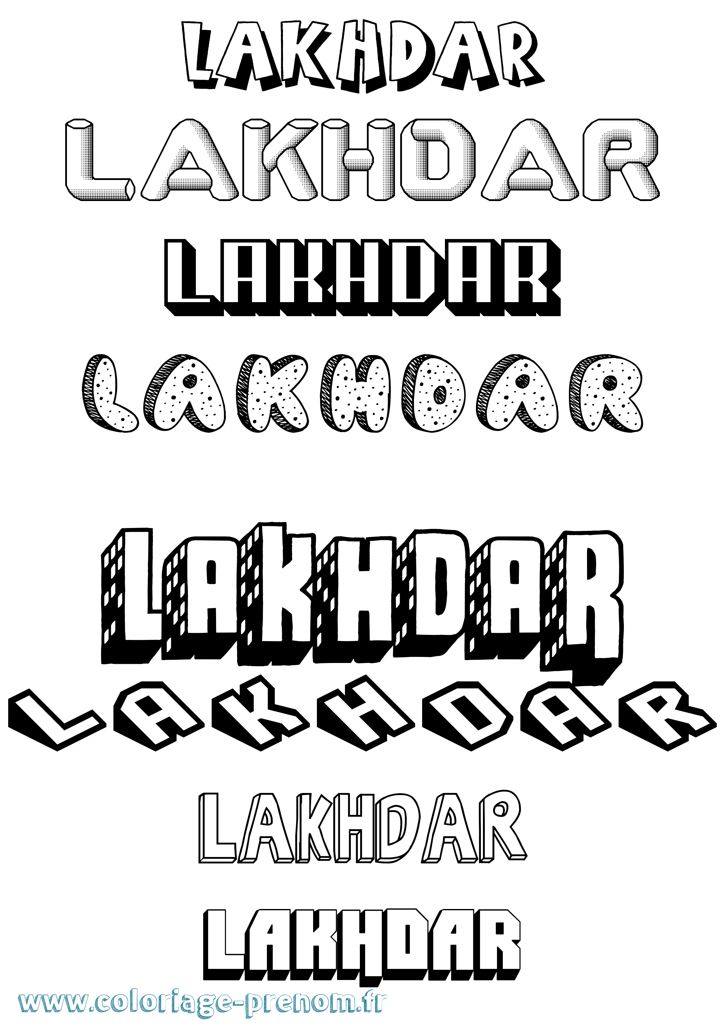 Coloriage prénom Lakhdar Effet 3D