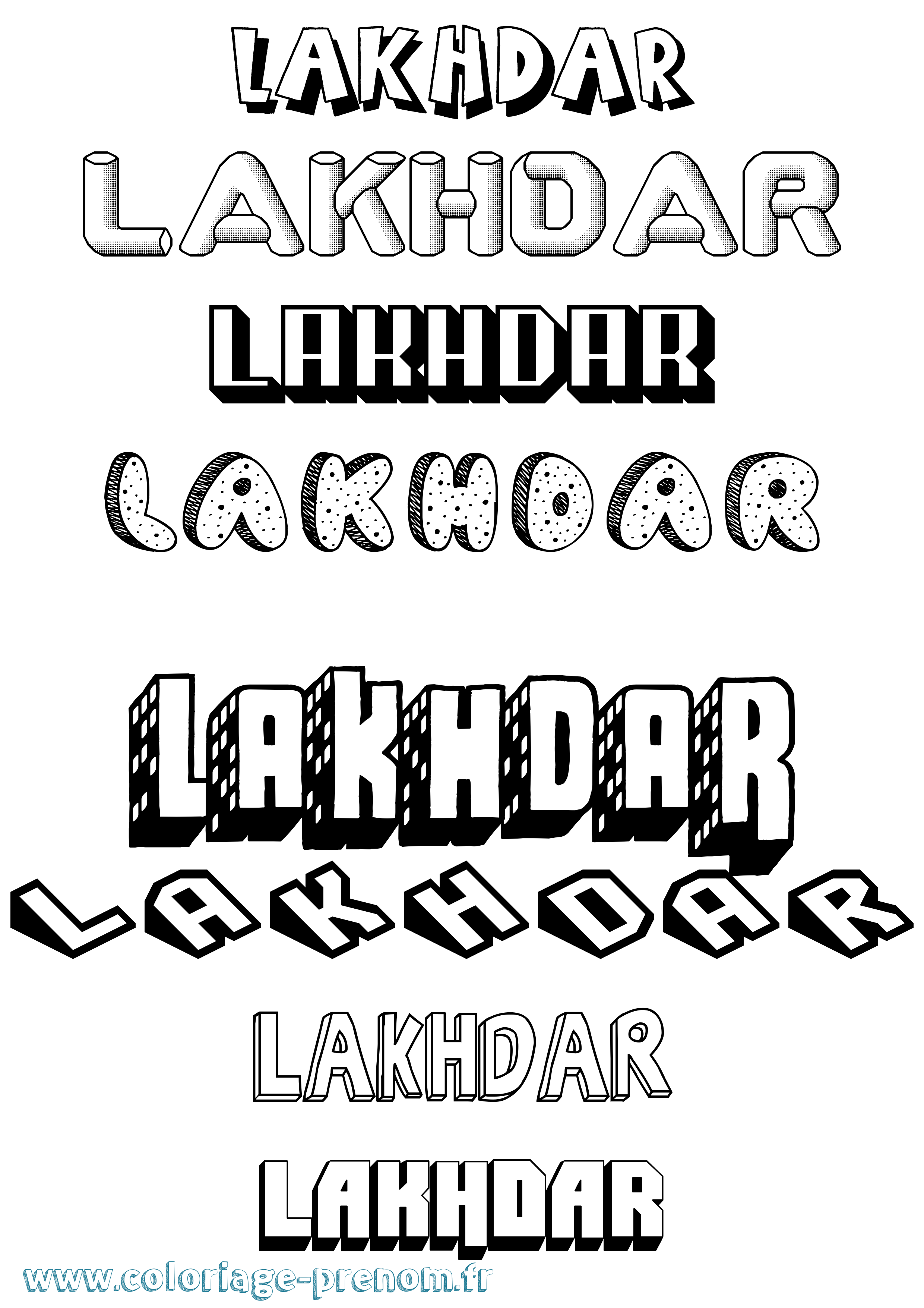 Coloriage Lakhdar Effet 3D Coloriage prénom Lakhdar Effet 3D