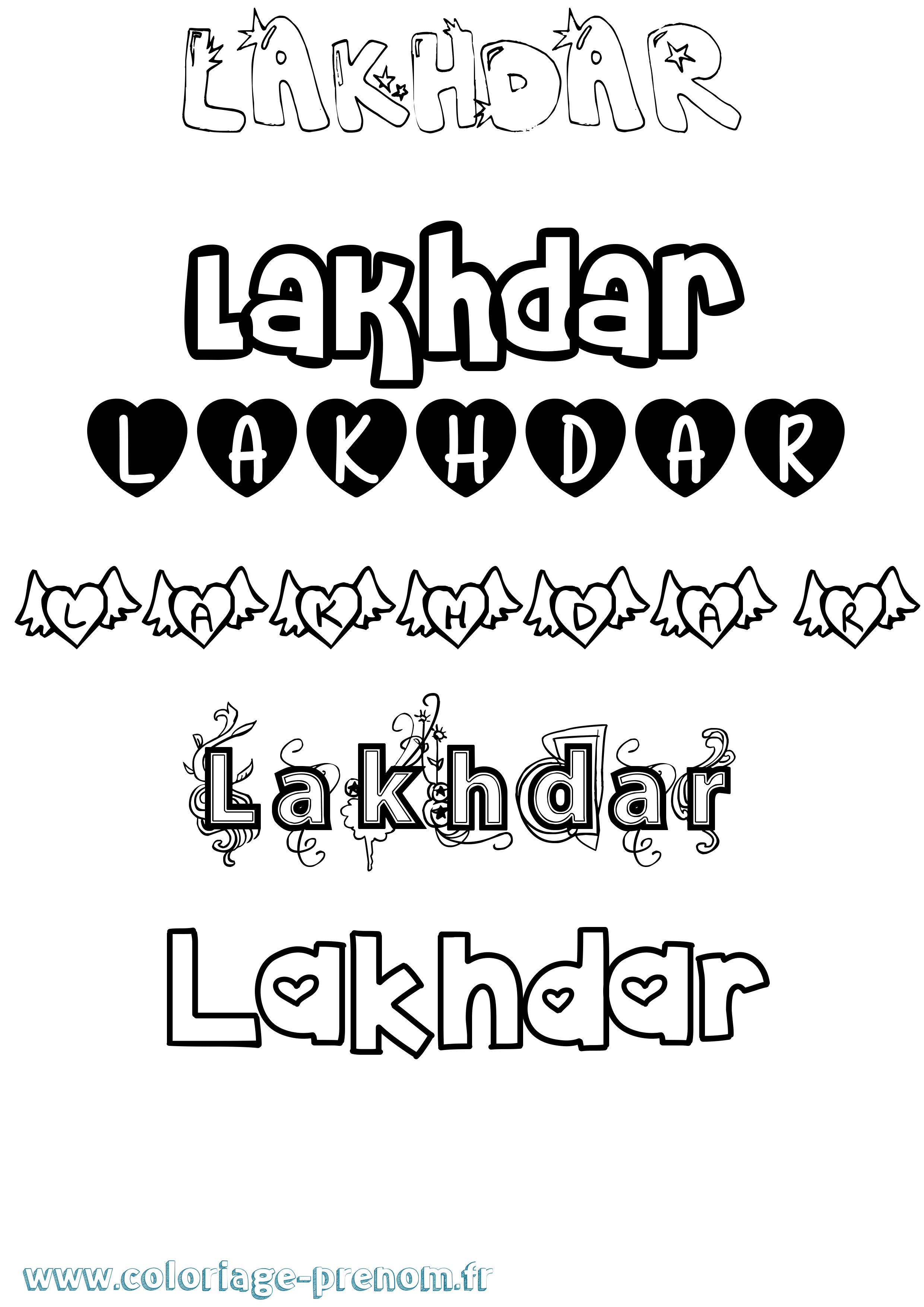 Coloriage Lakhdar Girly Coloriage prénom Lakhdar Girly