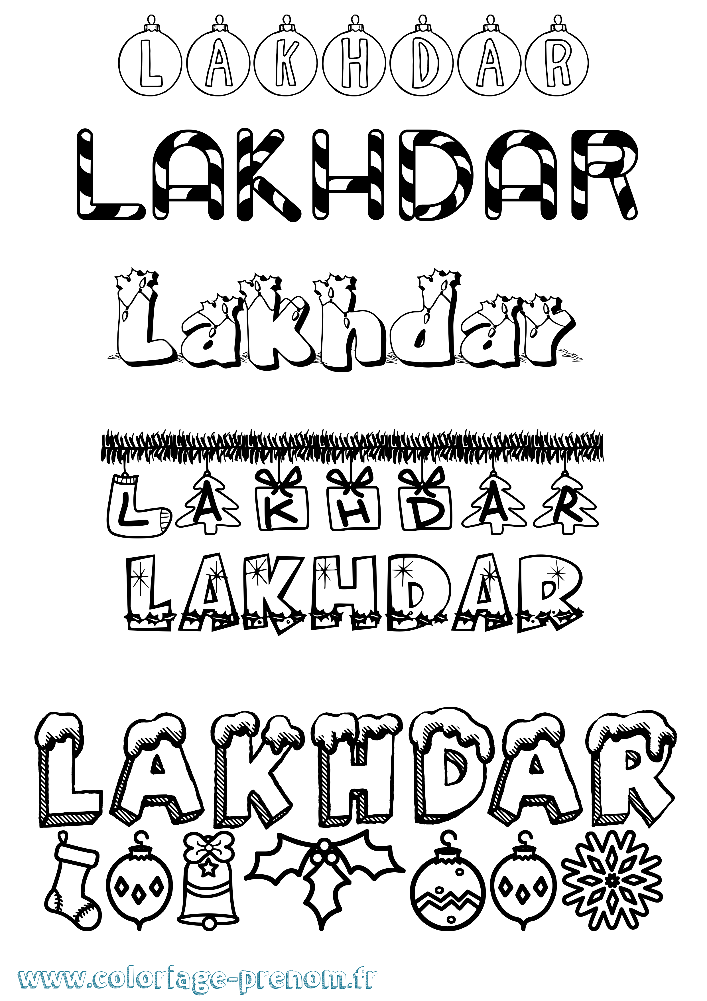 Coloriage prénom Lakhdar Noël