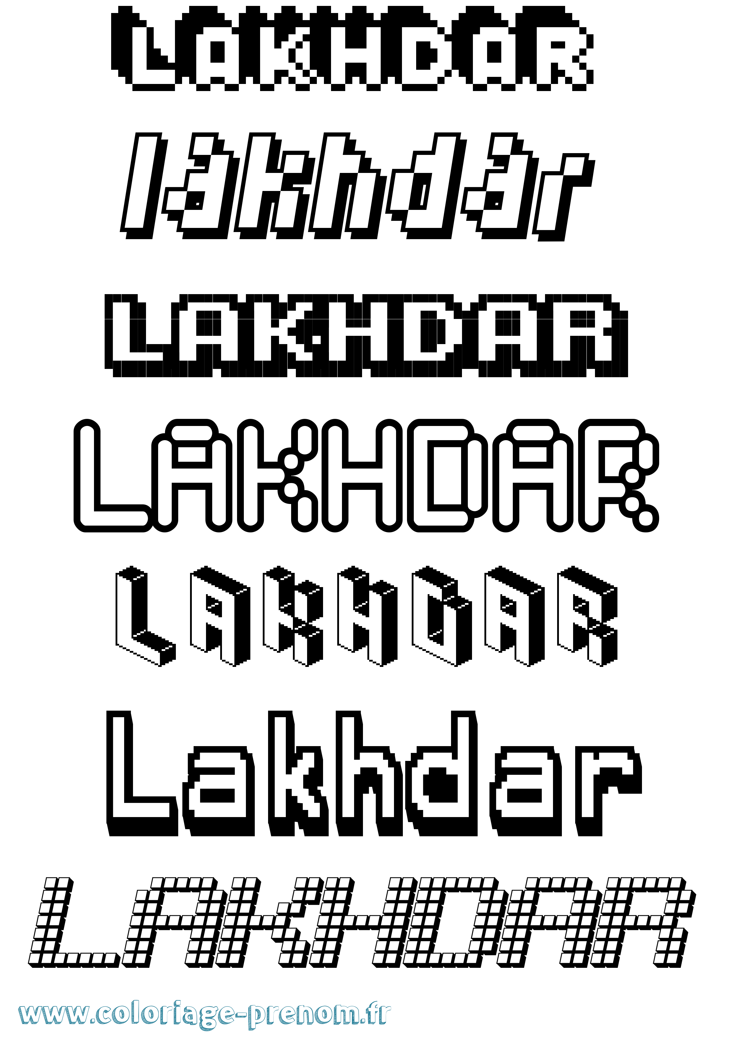 Coloriage prénom Lakhdar Pixel