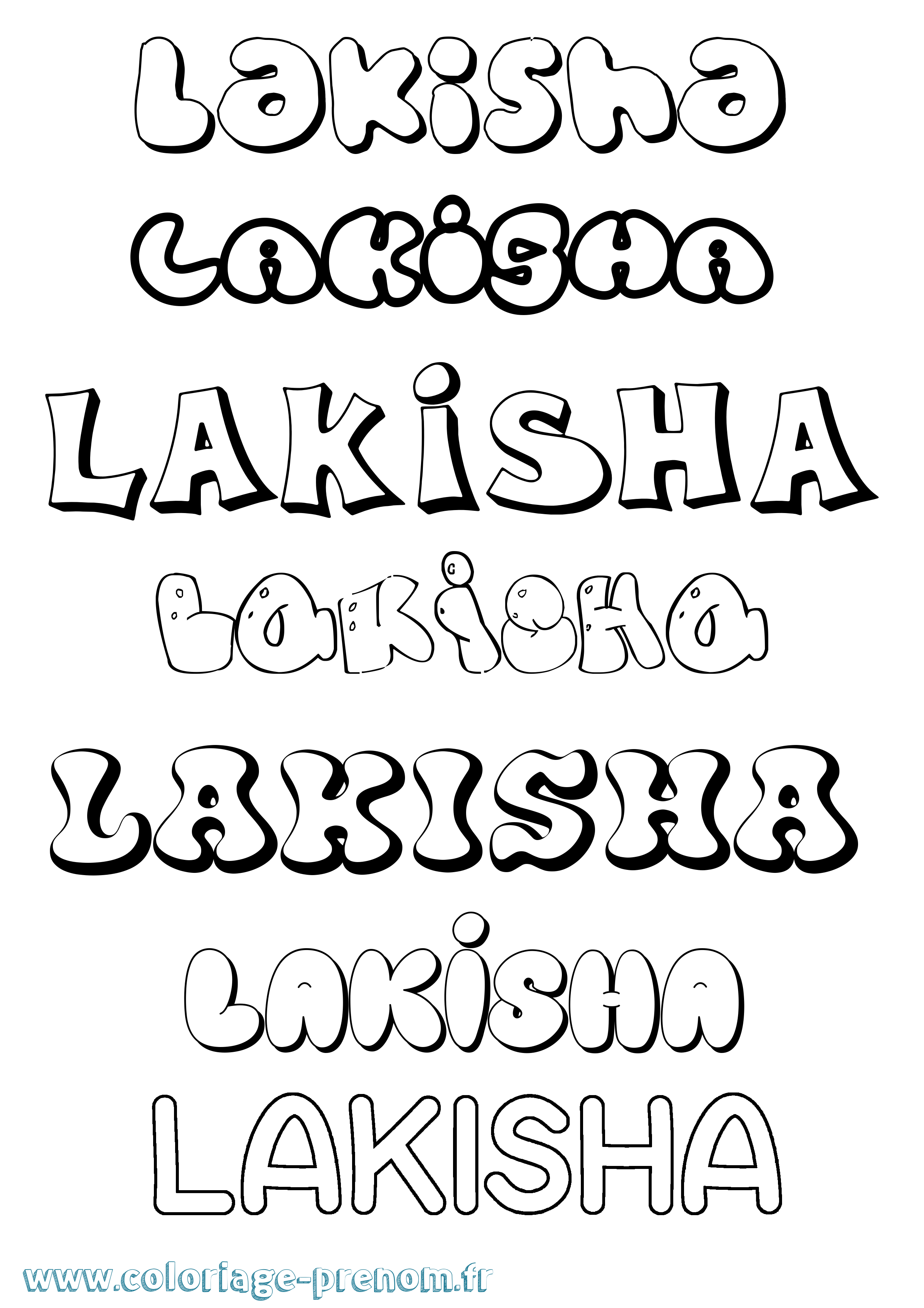 Coloriage prénom Lakisha Bubble