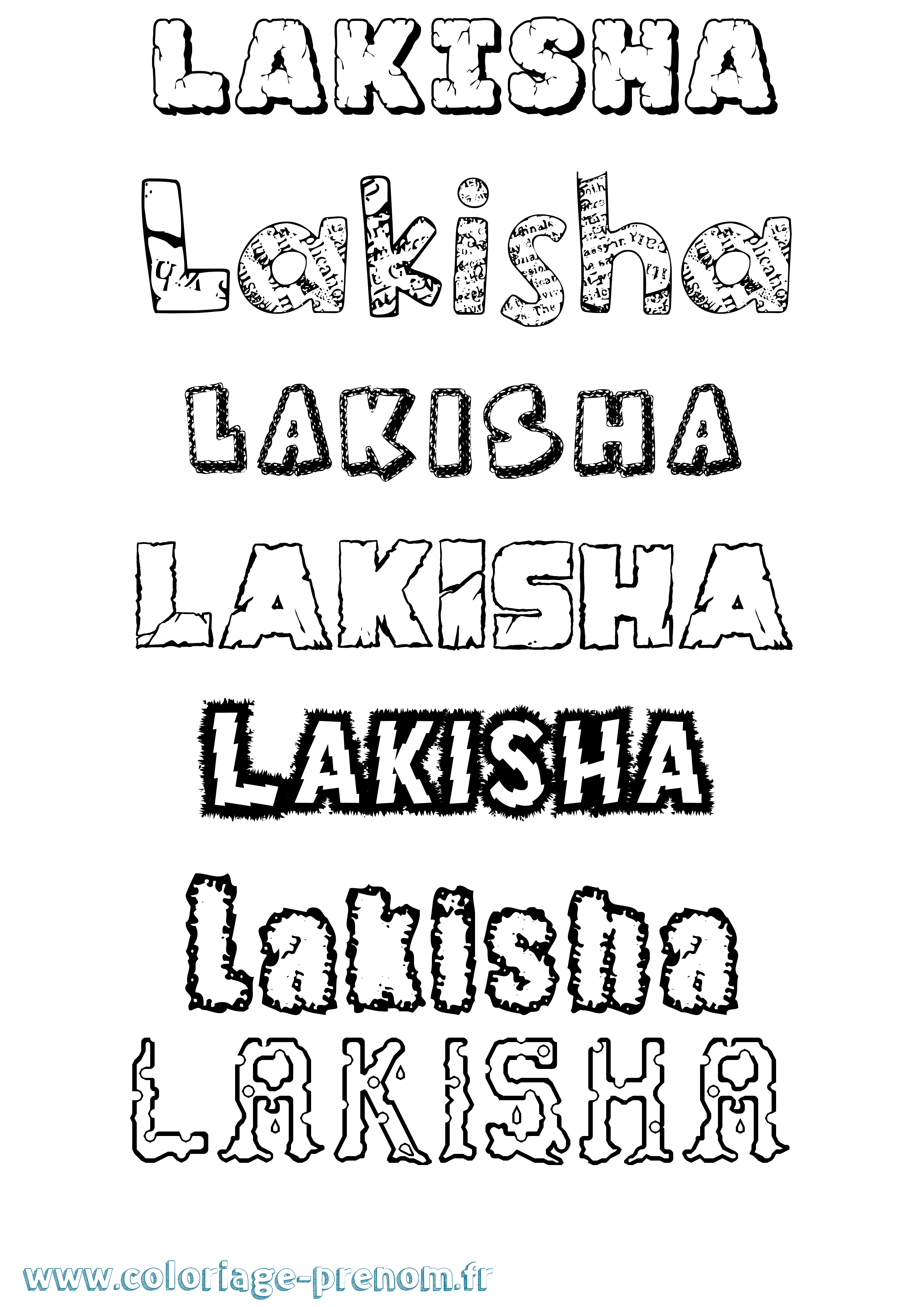 Coloriage prénom Lakisha Destructuré
