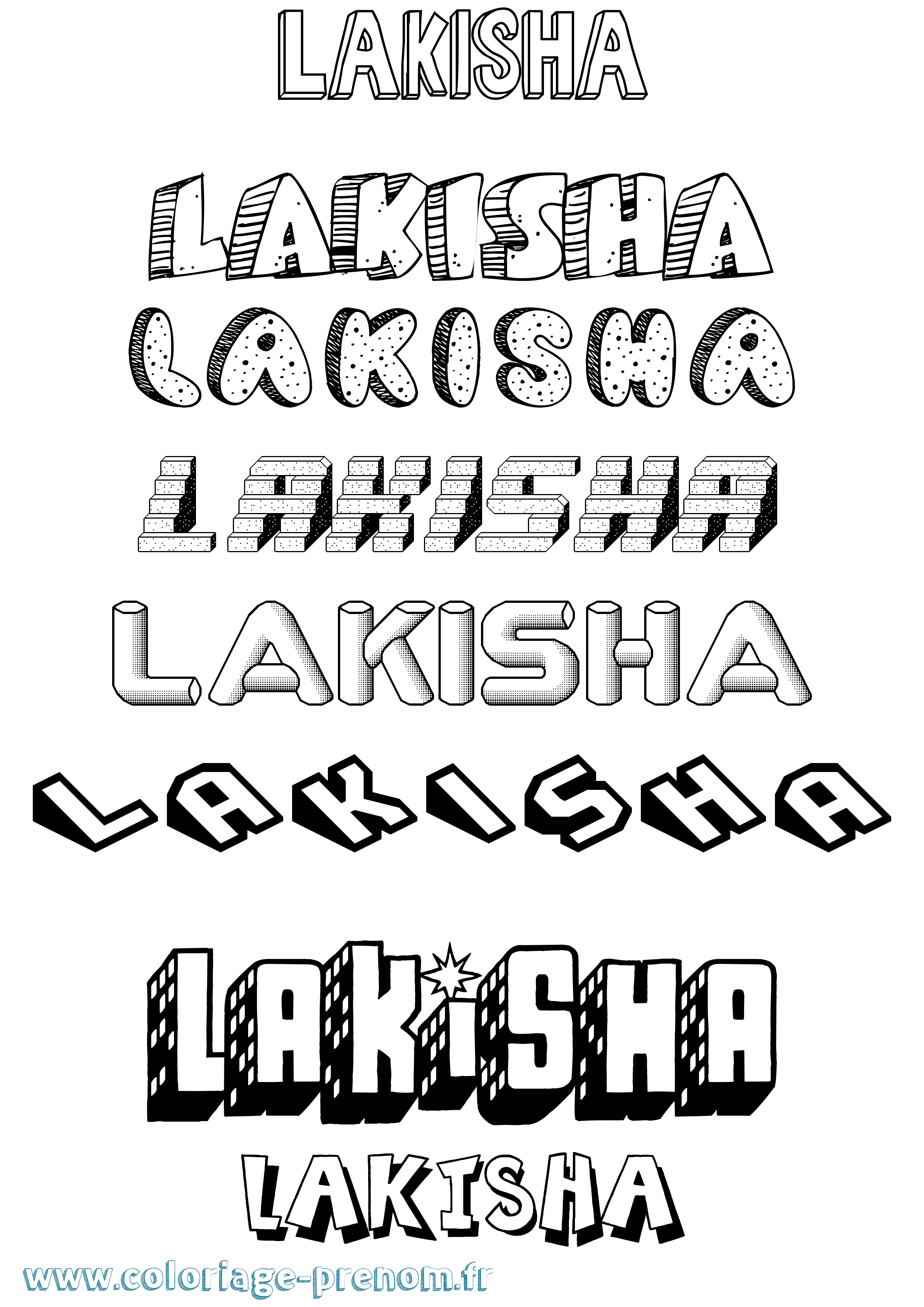 Coloriage Lakisha Effet 3D Coloriage prénom Lakisha Effet 3D