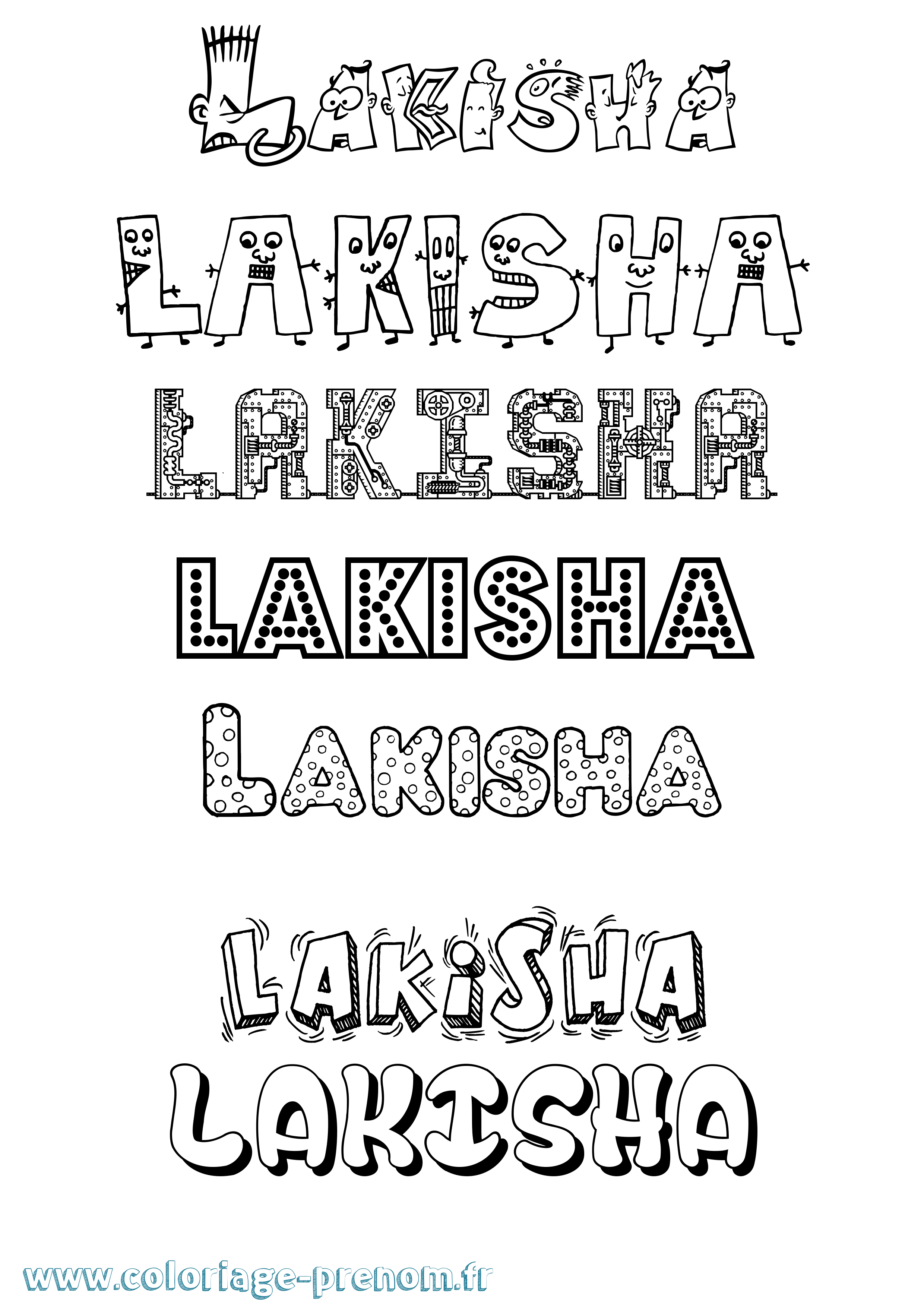 Coloriage prénom Lakisha Fun