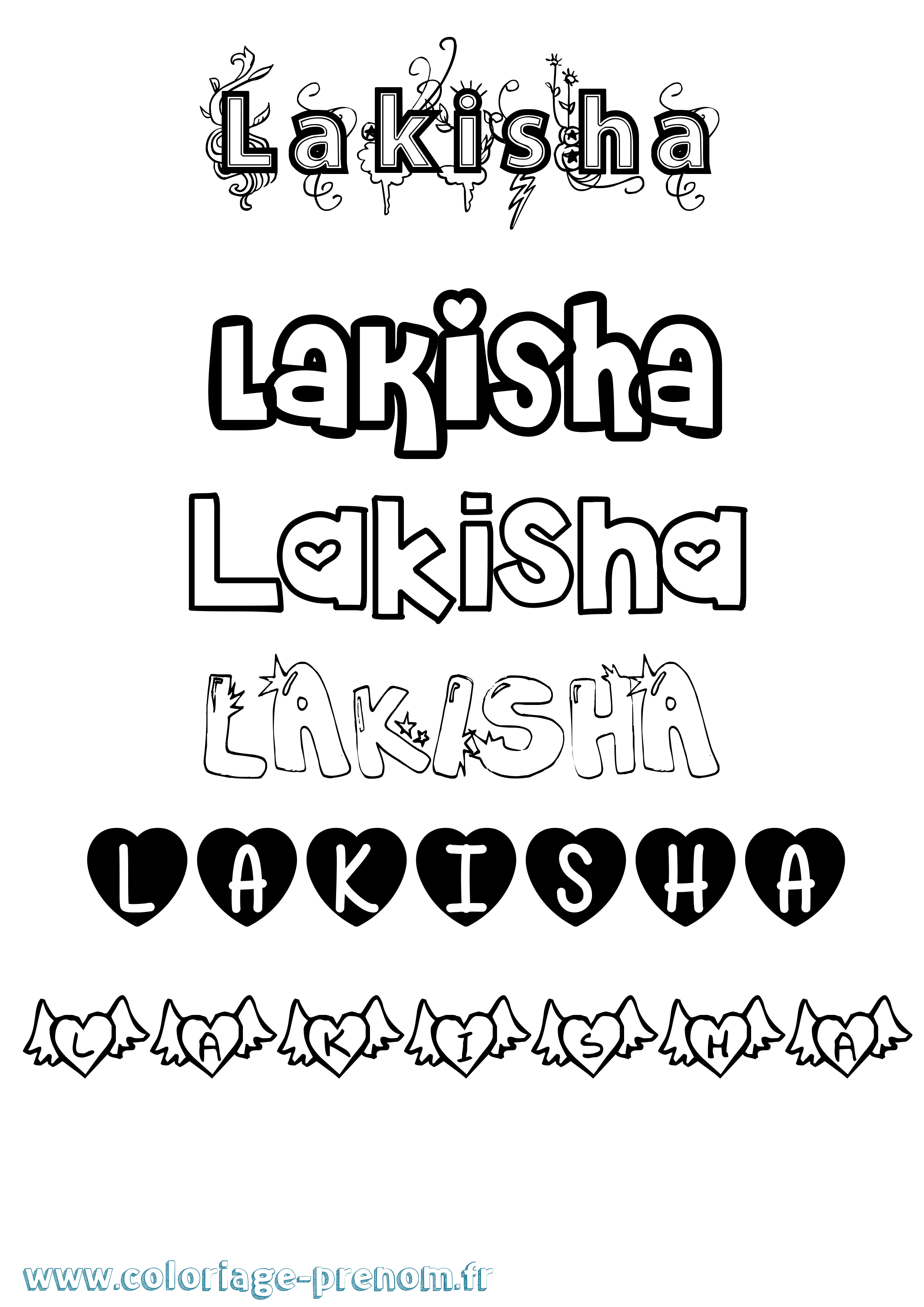 Coloriage prénom Lakisha Girly