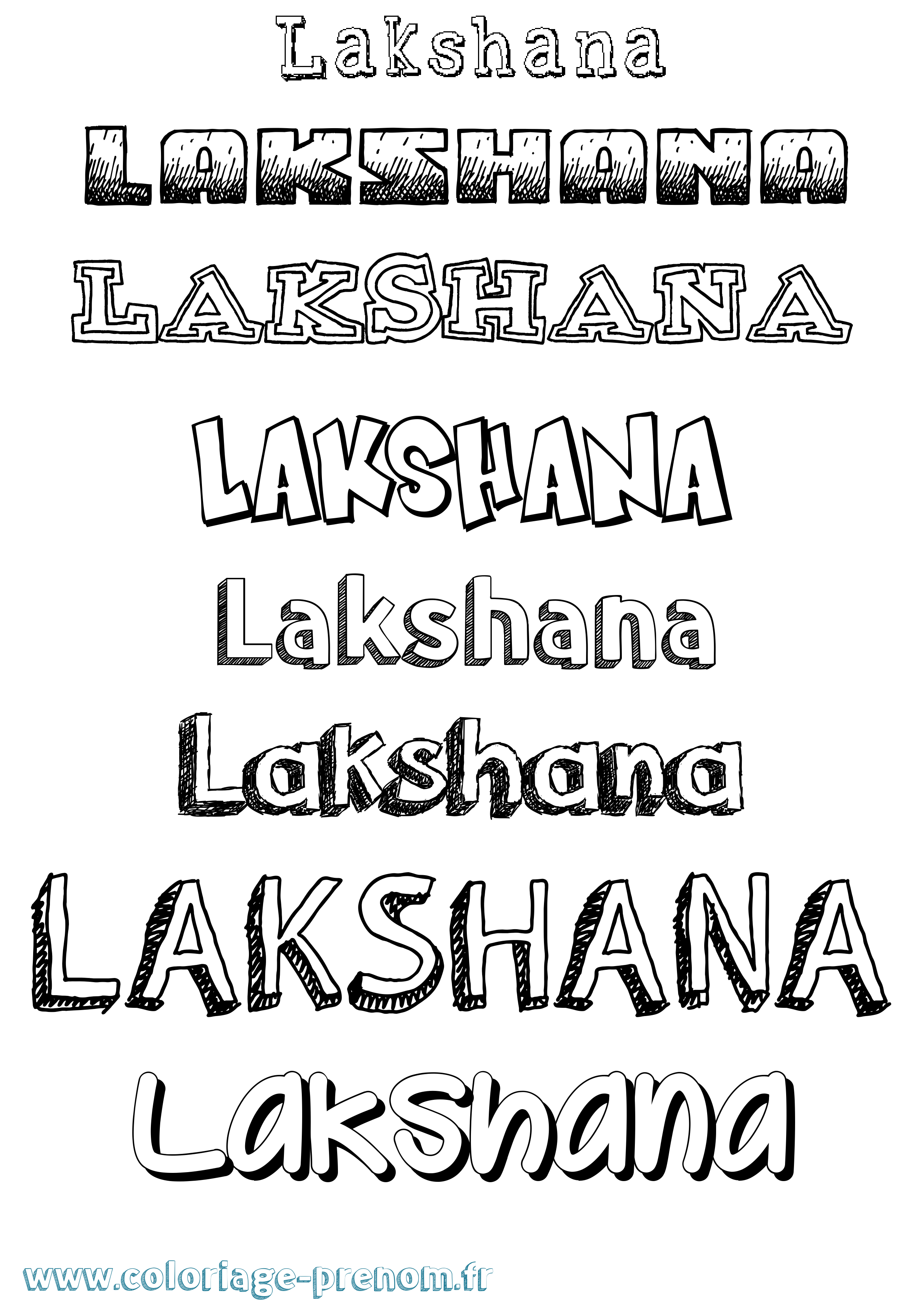 Coloriage prénom Lakshana Dessiné