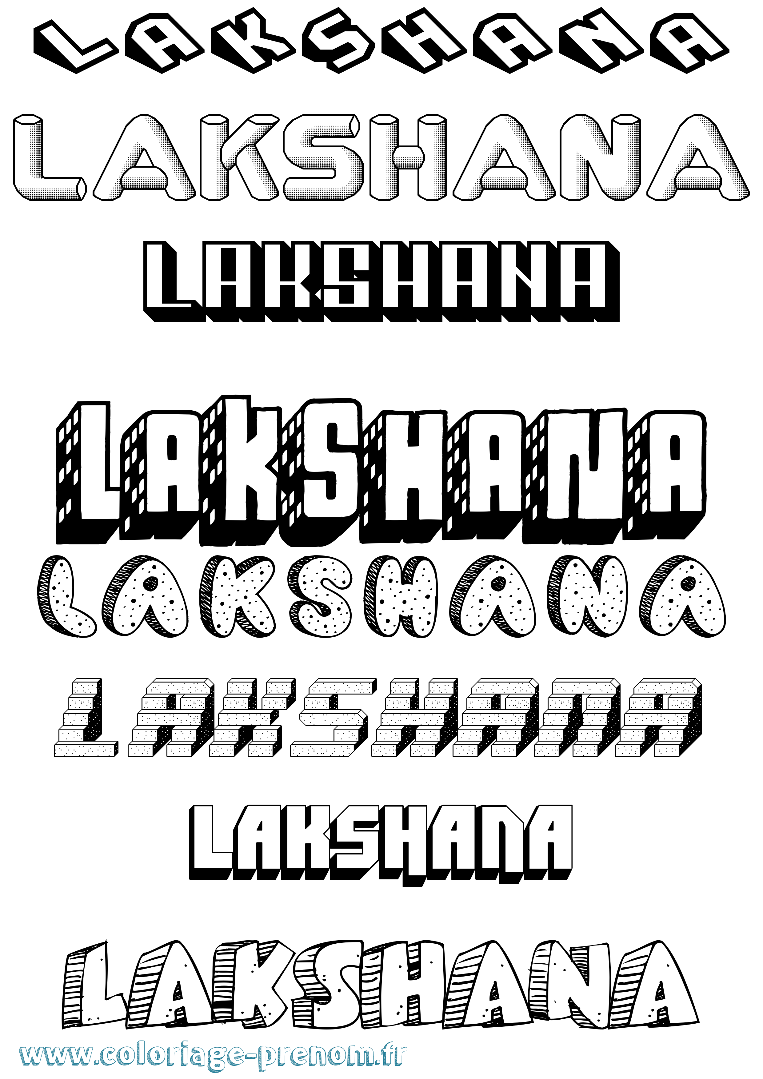 Coloriage prénom Lakshana Effet 3D