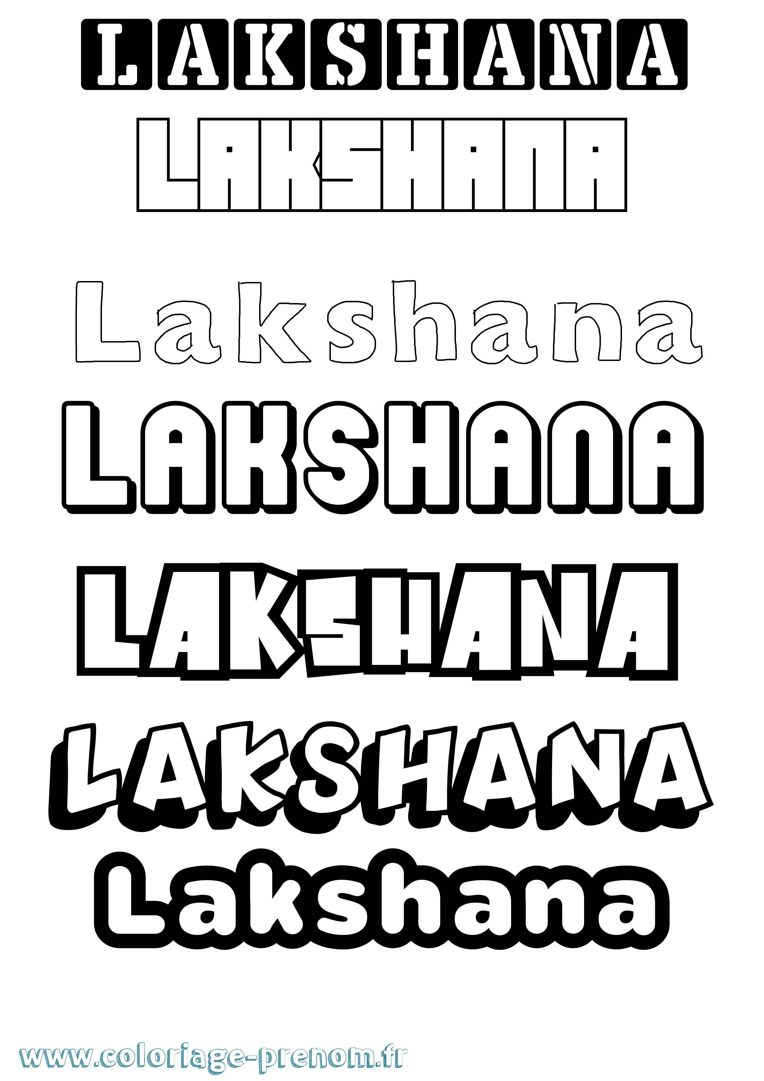 Coloriage prénom Lakshana Simple