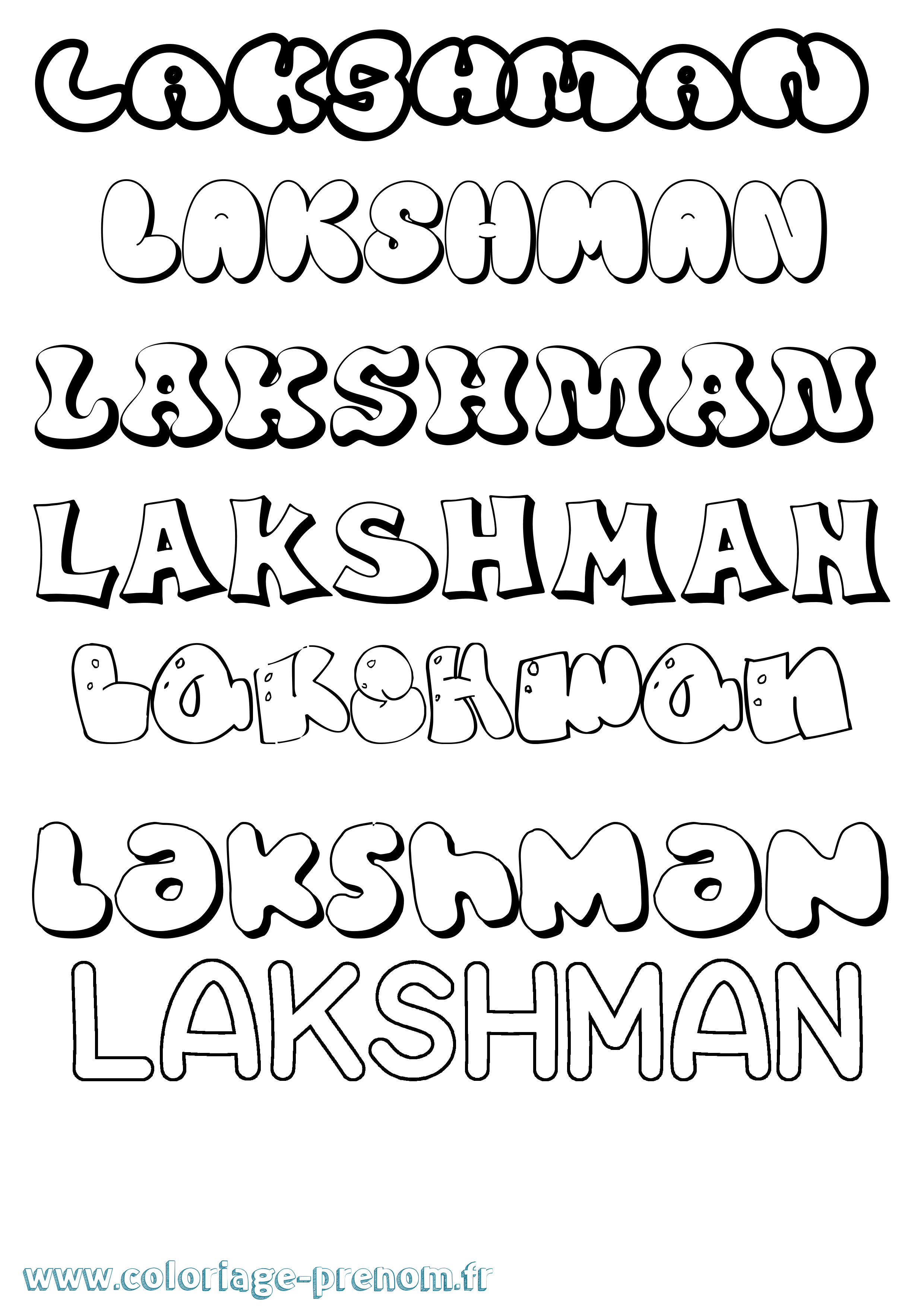 Coloriage prénom Lakshman Bubble