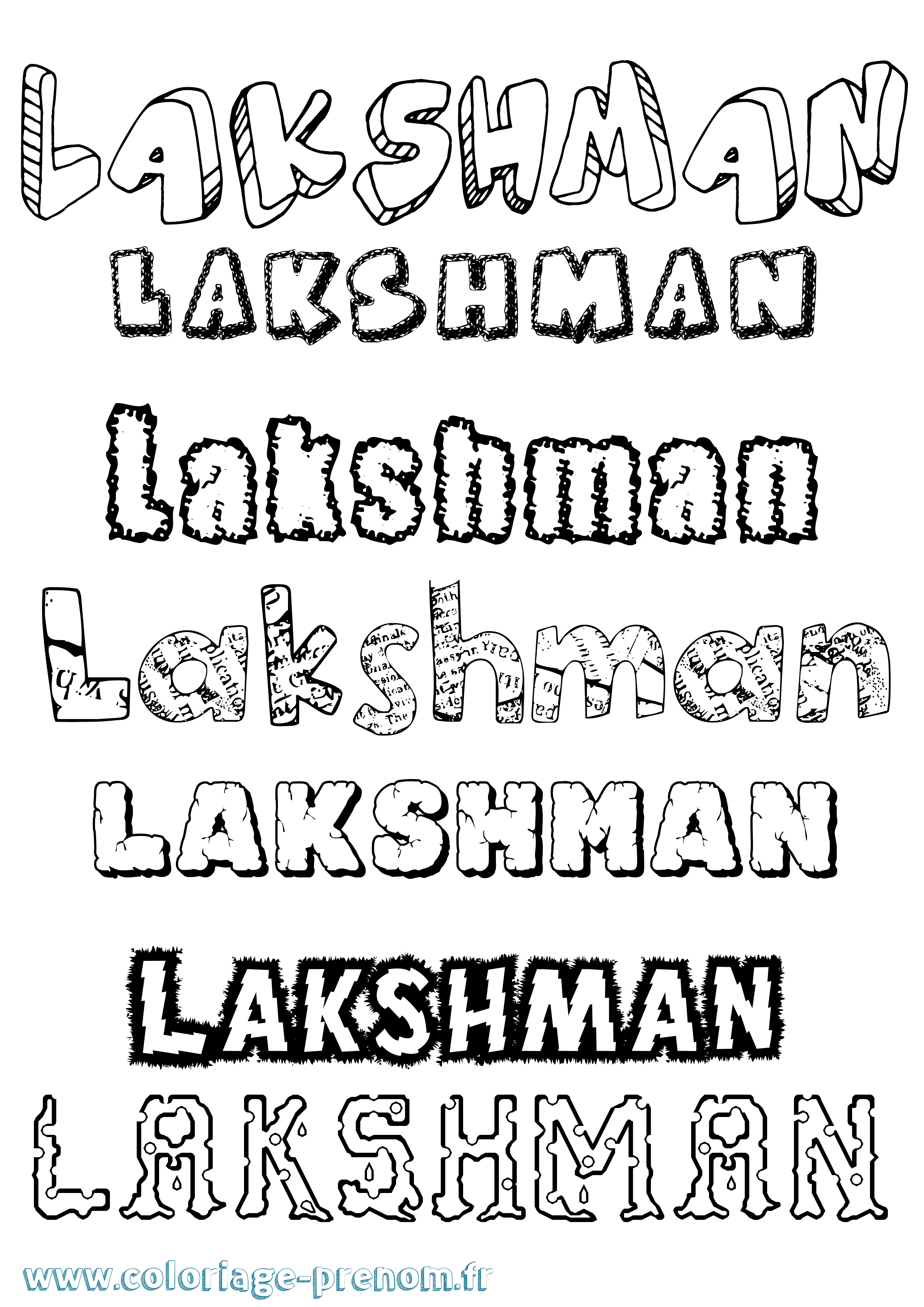 Coloriage prénom Lakshman Destructuré