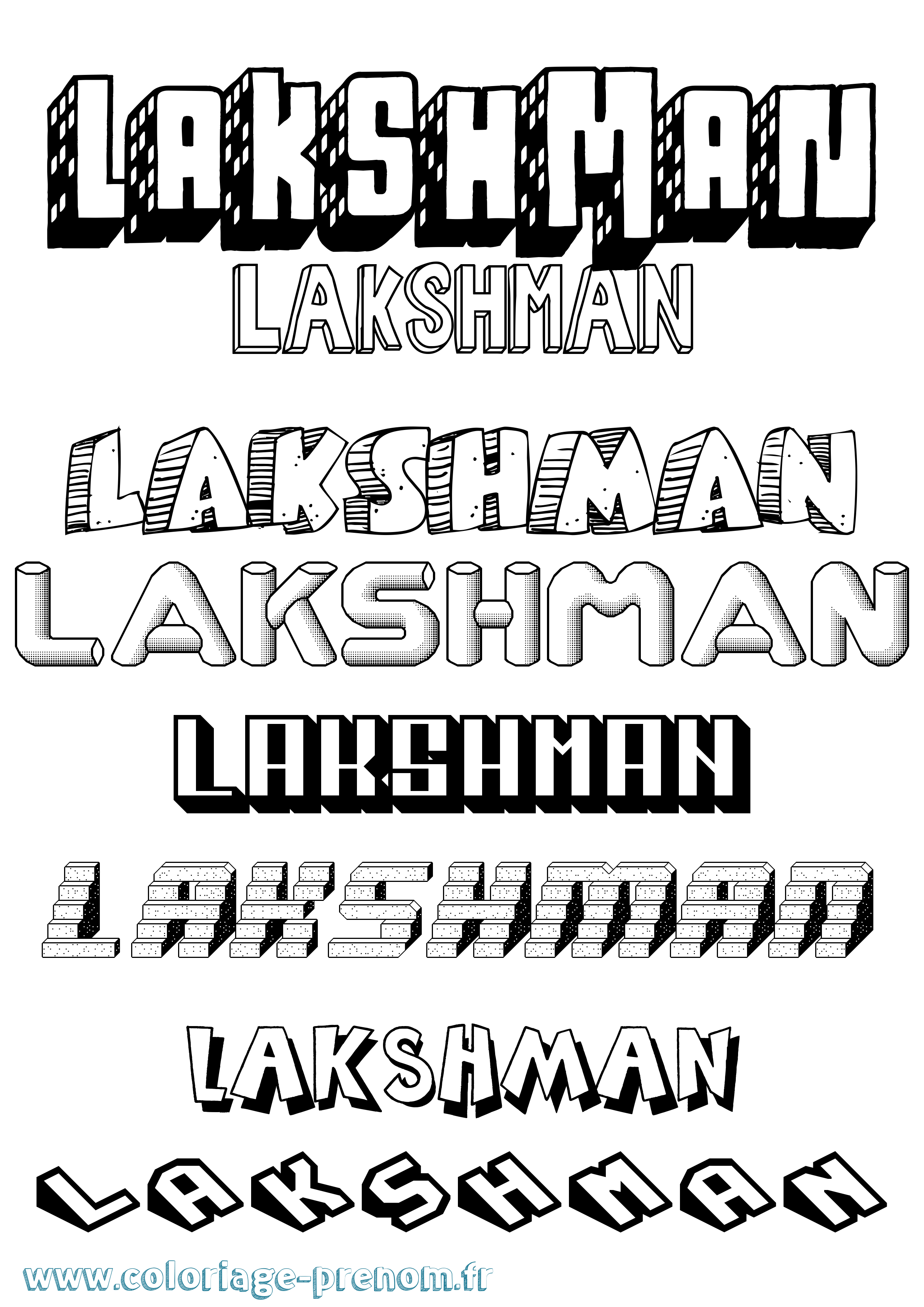 Coloriage prénom Lakshman Effet 3D