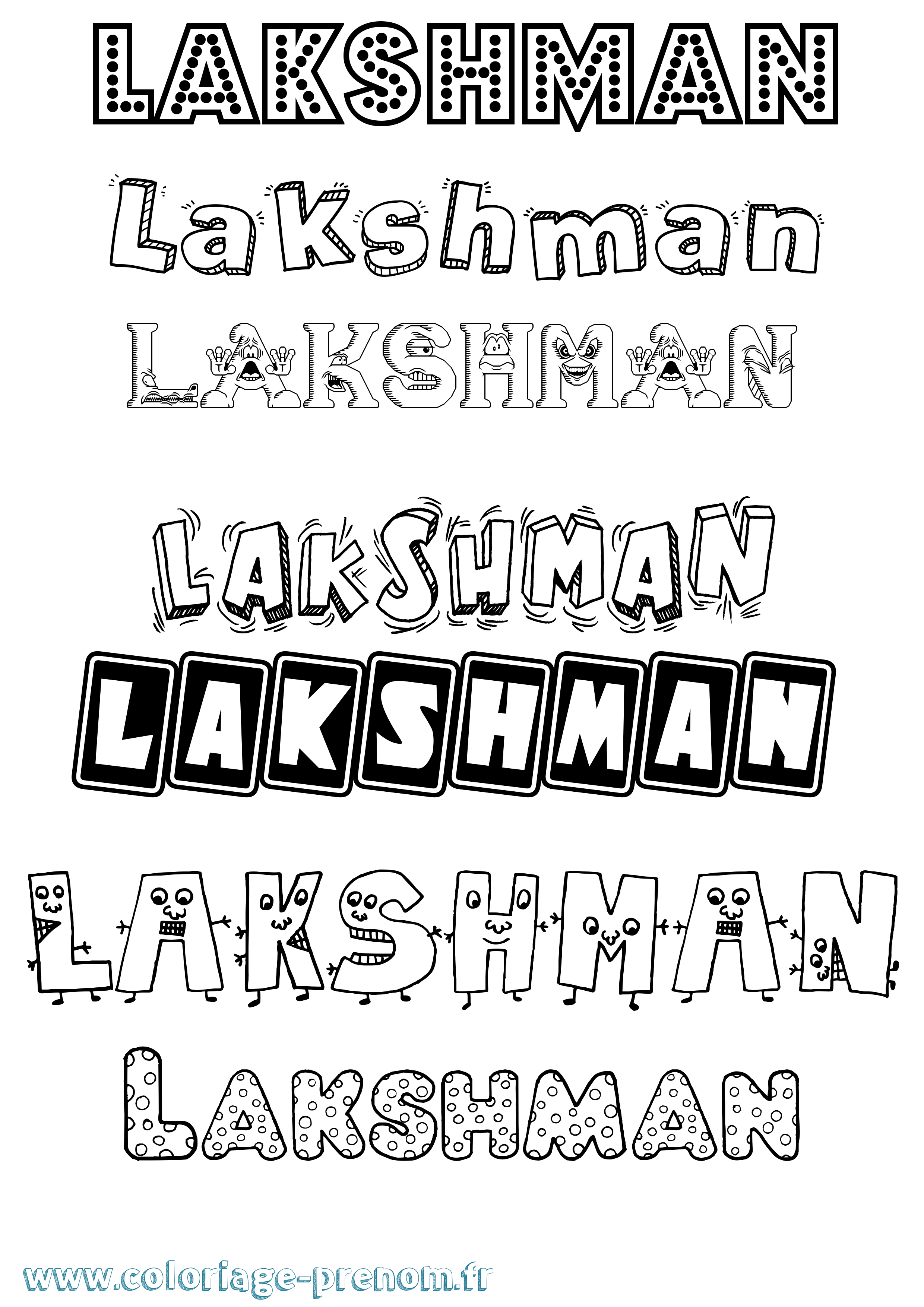 Coloriage prénom Lakshman Fun