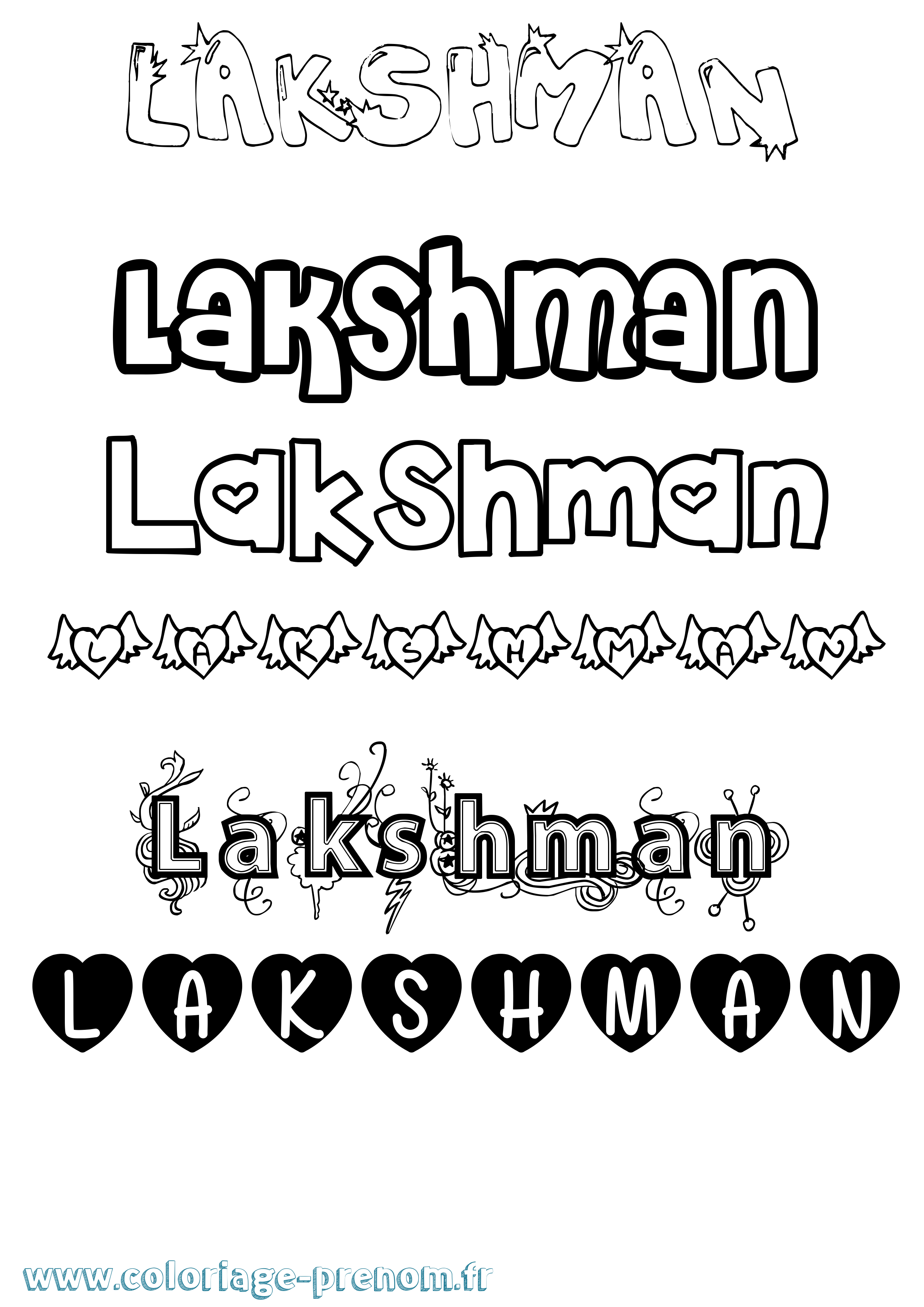Coloriage prénom Lakshman Girly
