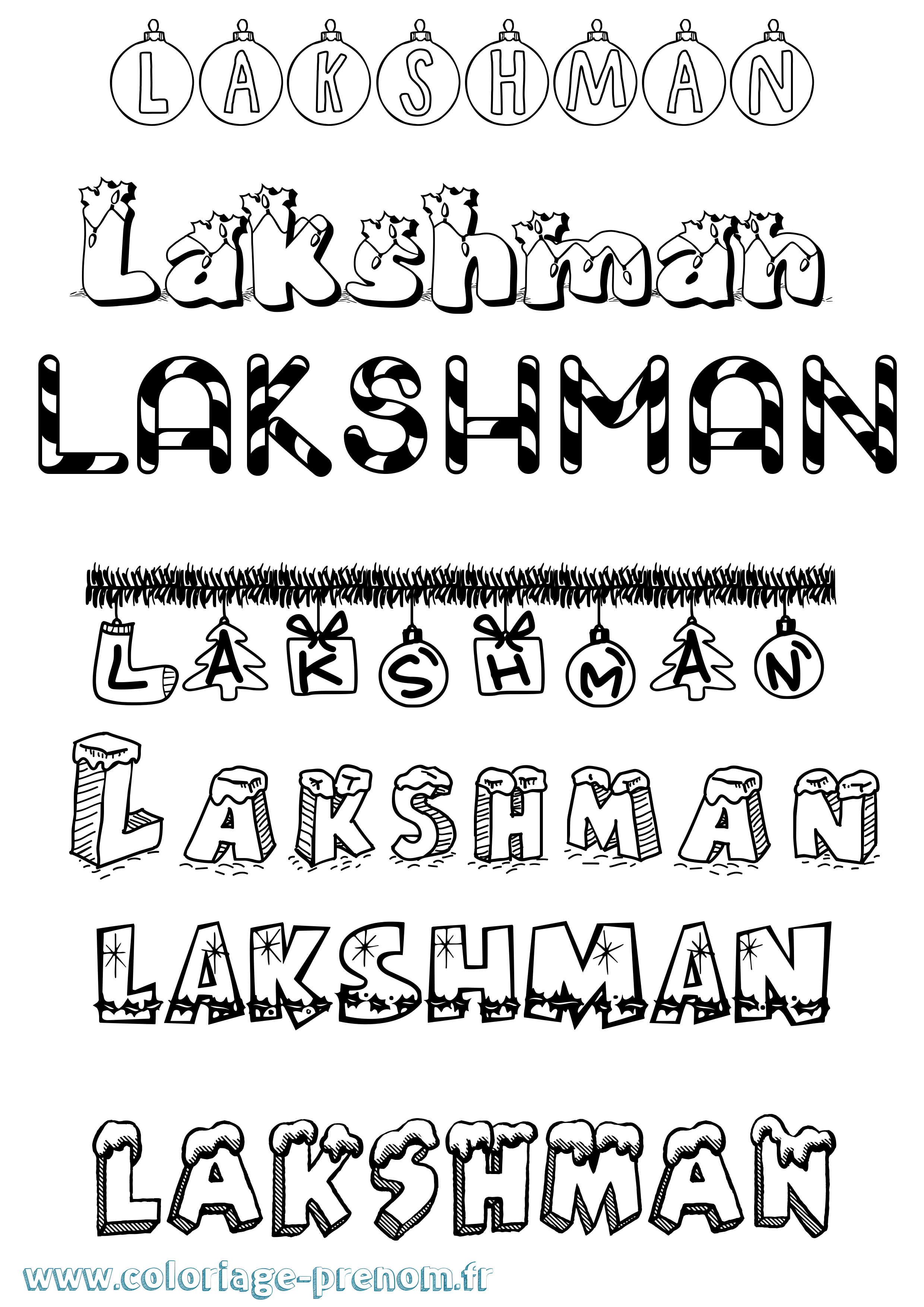 Coloriage prénom Lakshman Noël