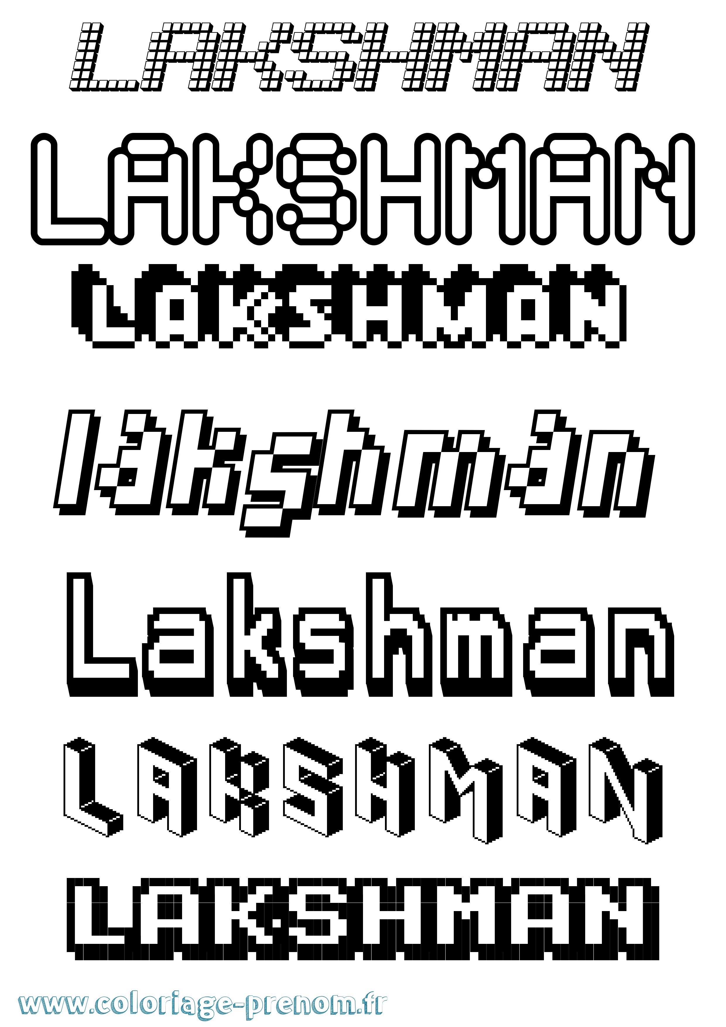 Coloriage prénom Lakshman Pixel