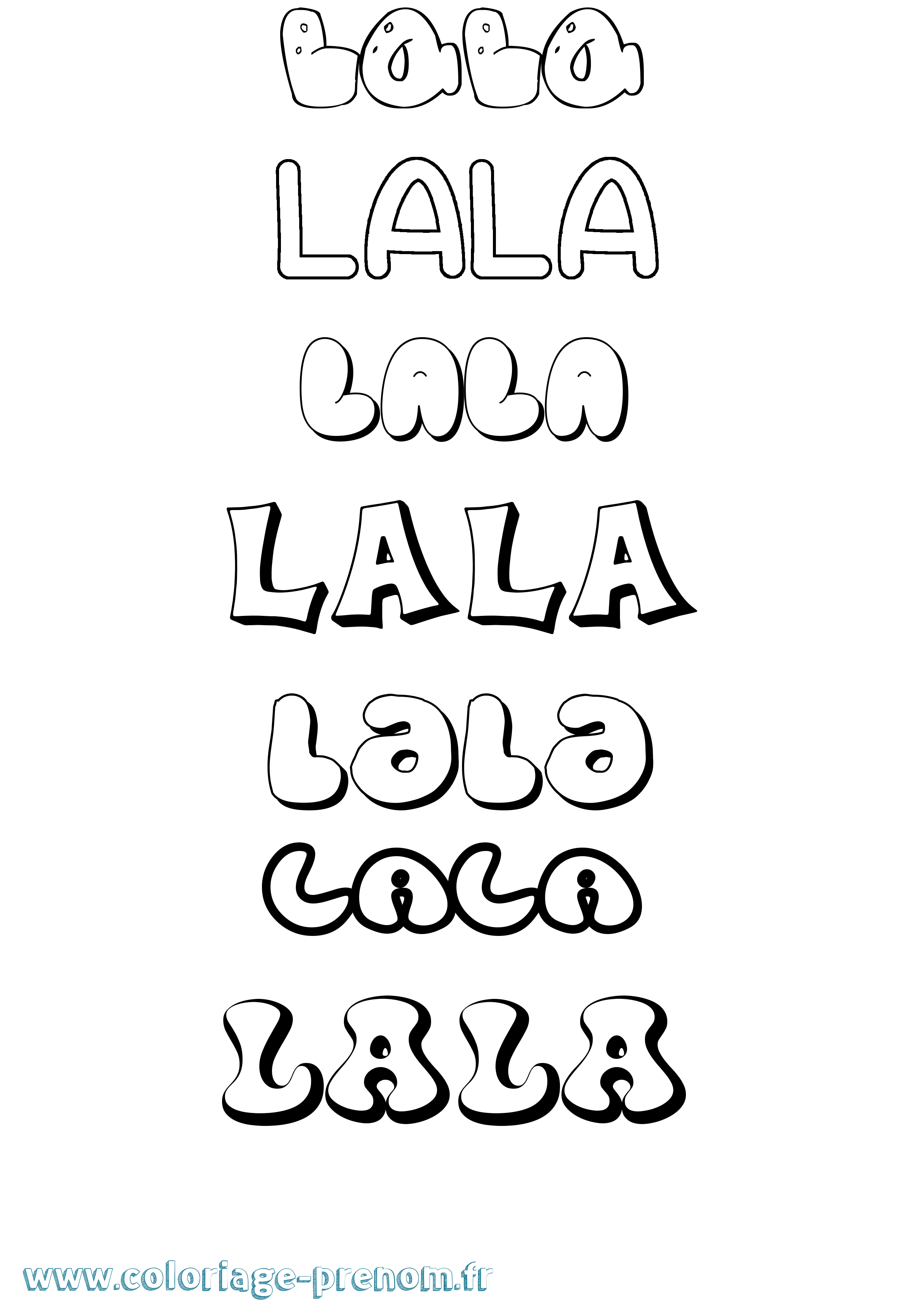 Coloriage Lala Bubble Coloriage prénom Lala Bubble