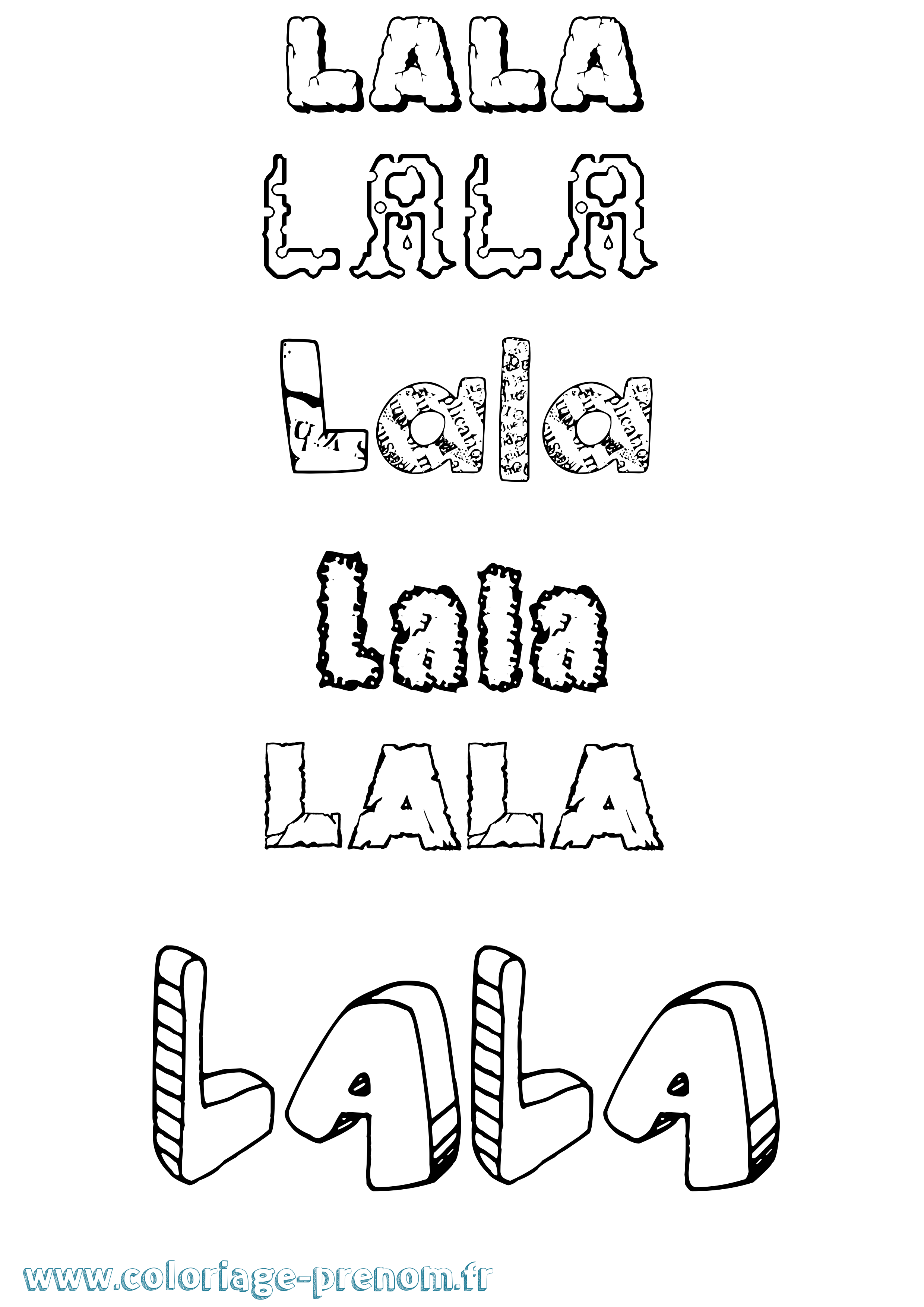 Coloriage Lala Destructuré Coloriage prénom Lala Destructuré