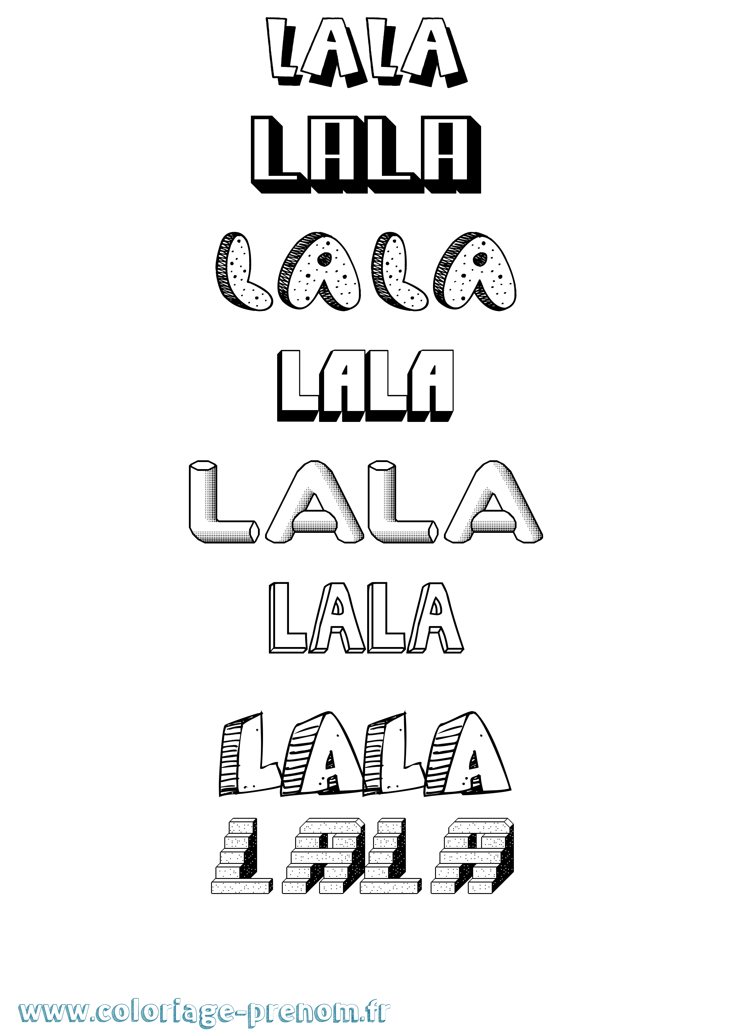 Coloriage Lala Effet 3D Coloriage prénom Lala Effet 3D
