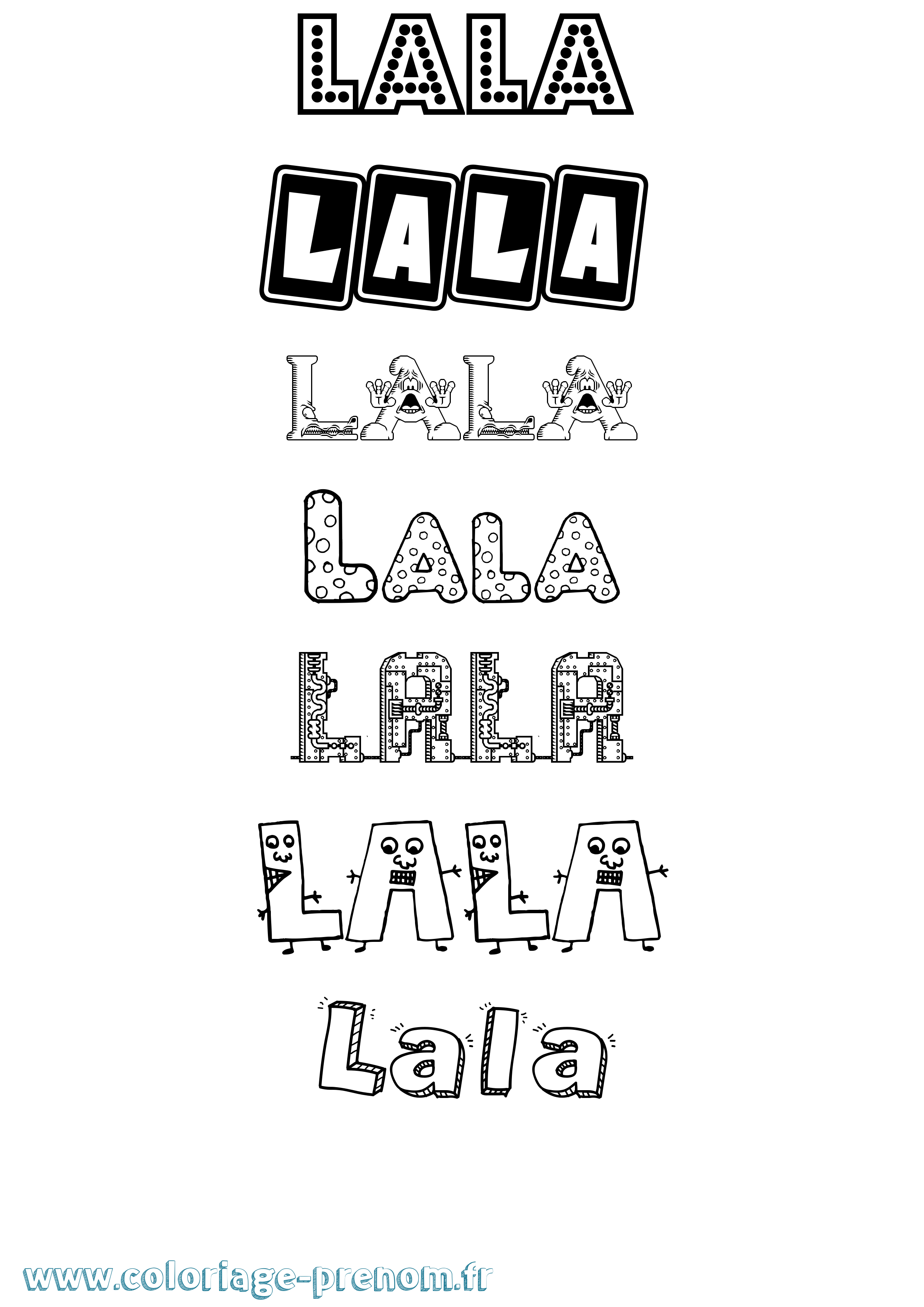 Coloriage prénom Lala Fun